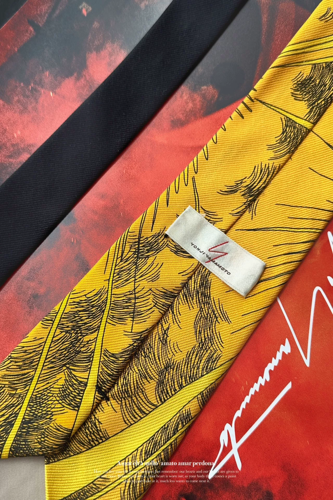 Yohji Yamamoto x Osamu Tezuka 90s Silk Tie — label