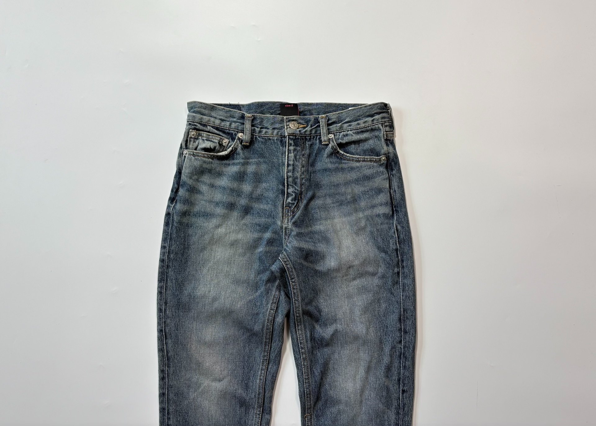 X-girl Blue Washed Straight Jeans — detail