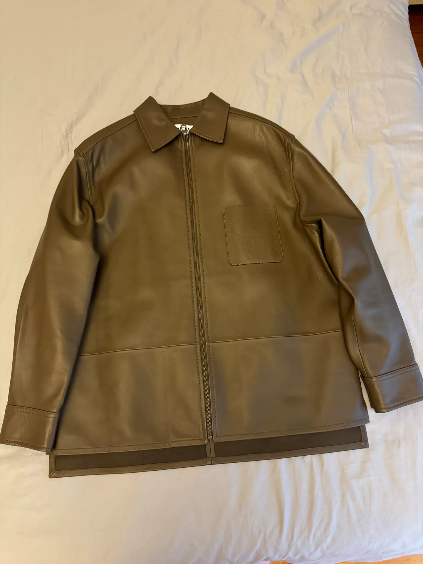 LOEWE Nappa Lambskin Zip Shirt Jacket — detail