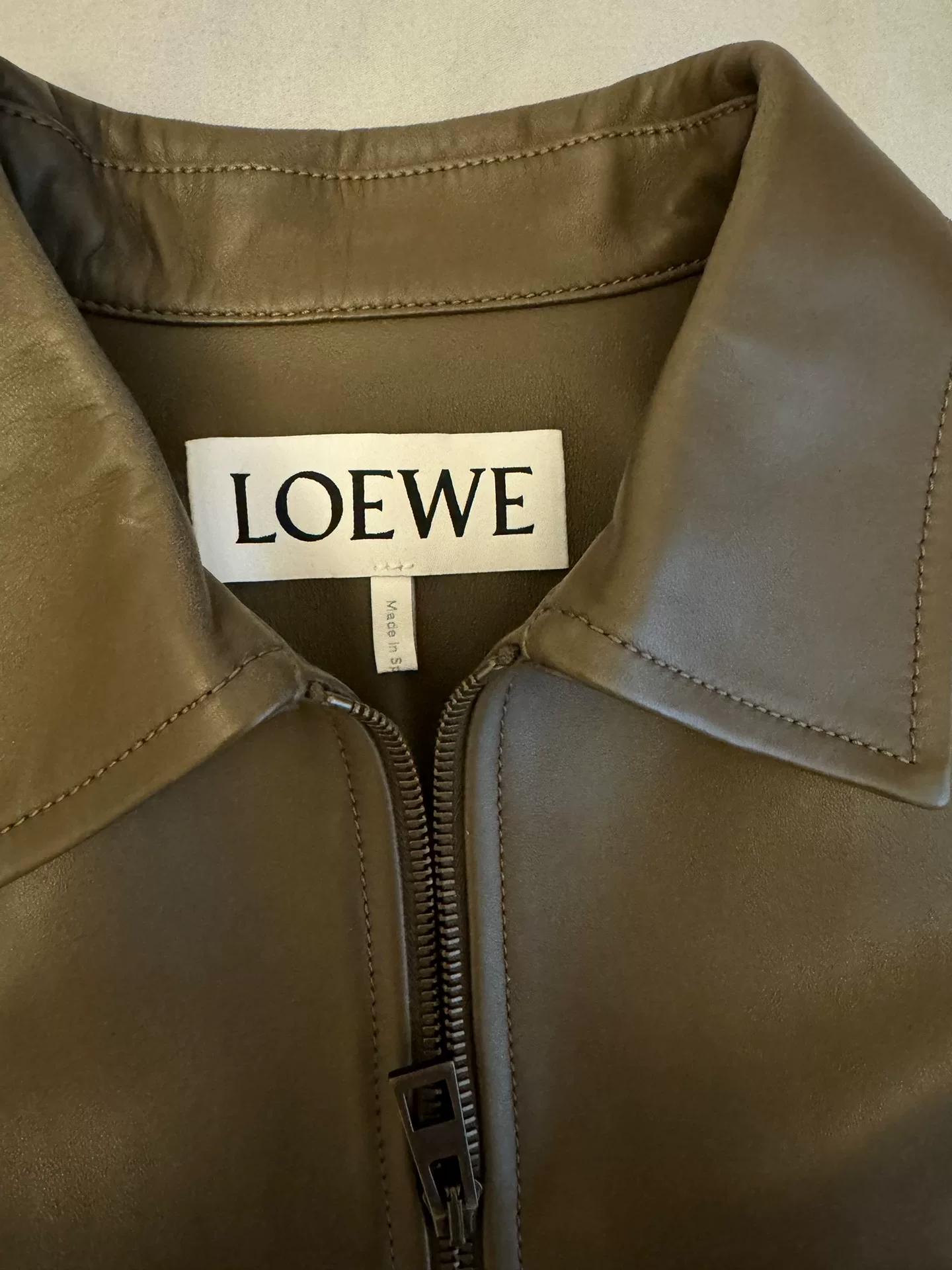 LOEWE Nappa Lambskin Zip Shirt Jacket — label
