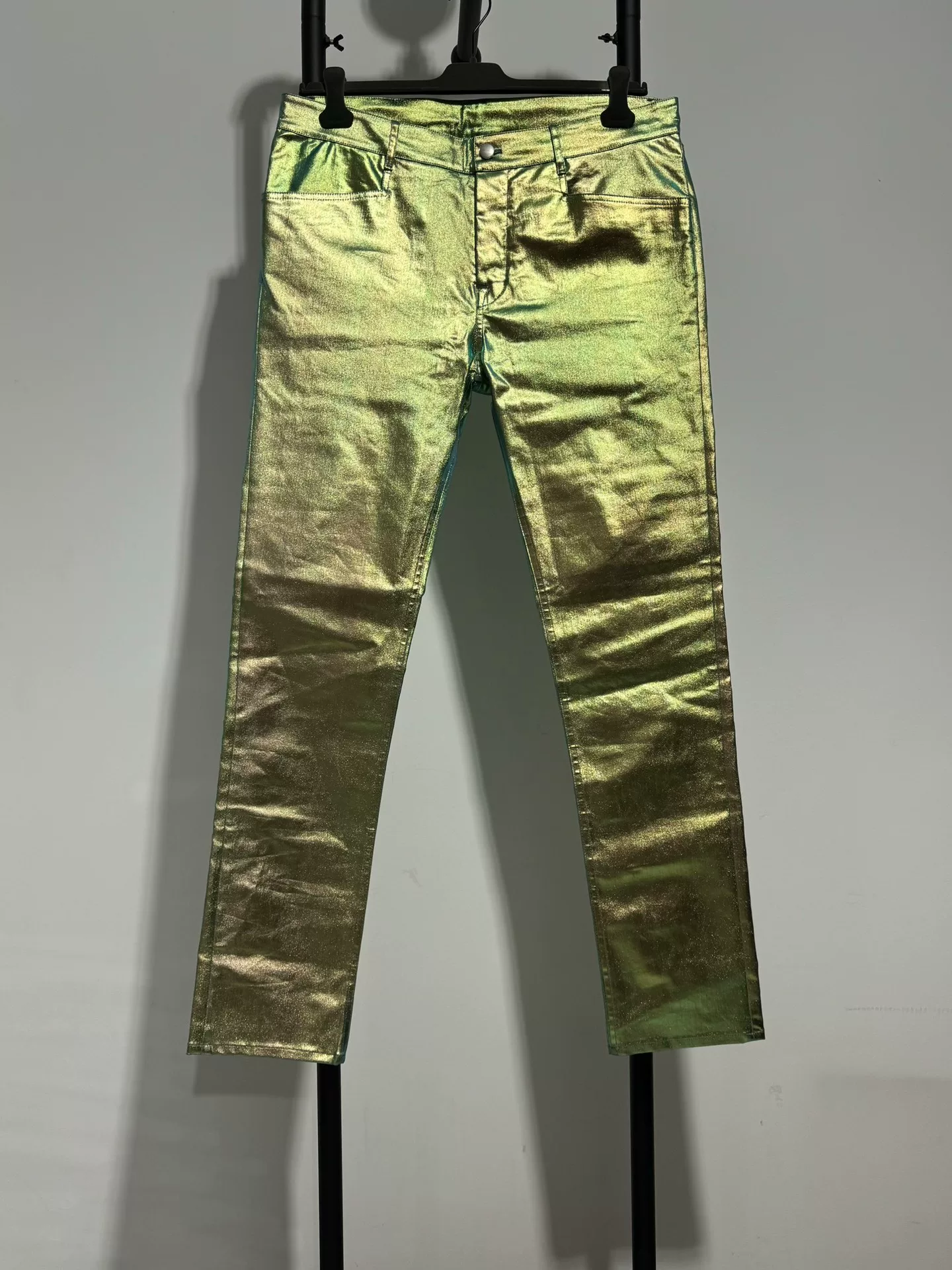 Rick Owens Metallic Green Straight-Leg Pants