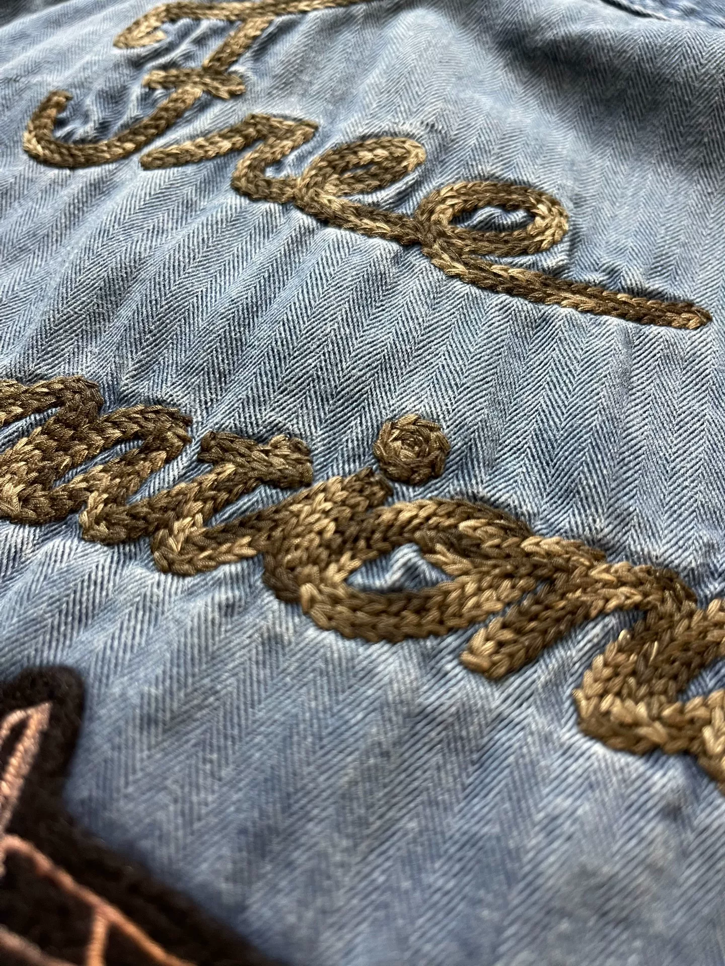 visvim 15AW Orange Hand Embroidery Shirt — detail