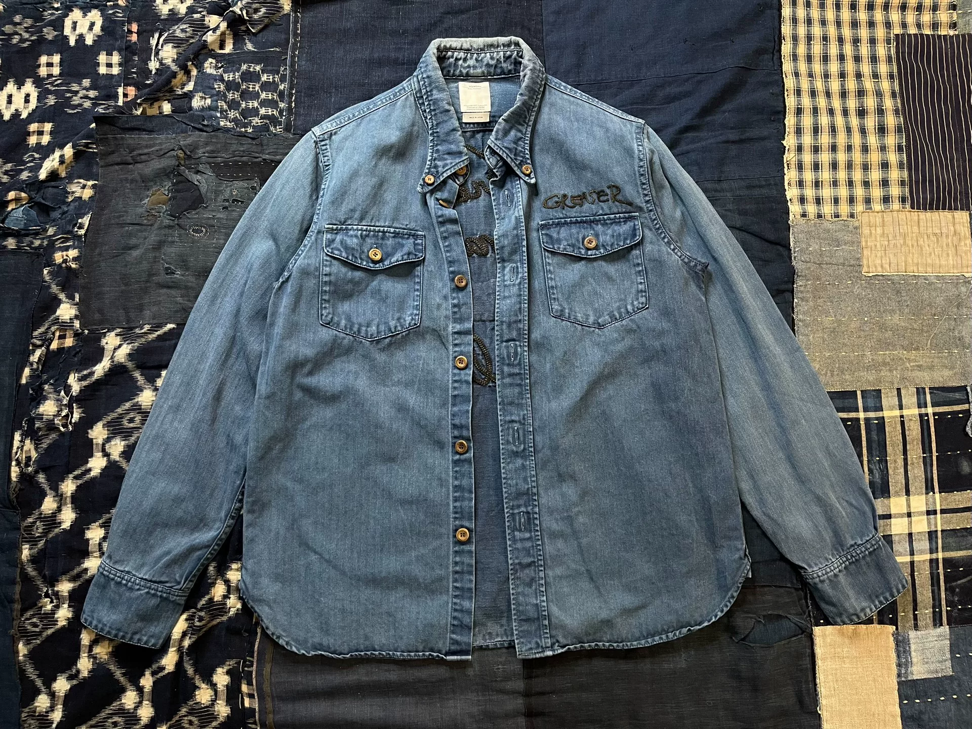 visvim 15AW Orange Hand Embroidery Shirt — back