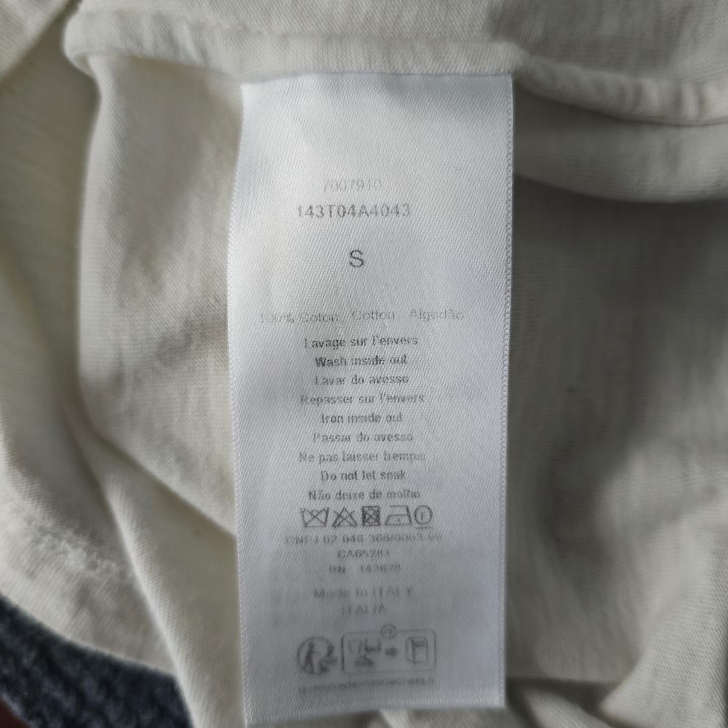Dior White Striped Slogan Short-Sleeve T-shirt — label