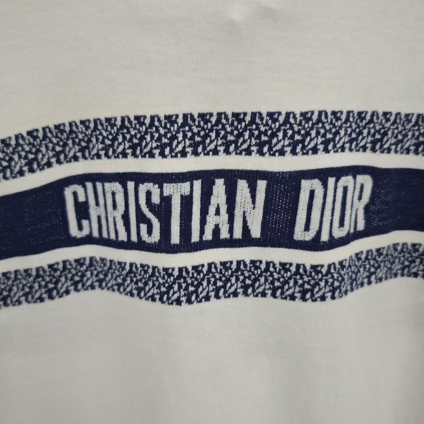 Dior White Striped Slogan Short-Sleeve T-shirt — detail