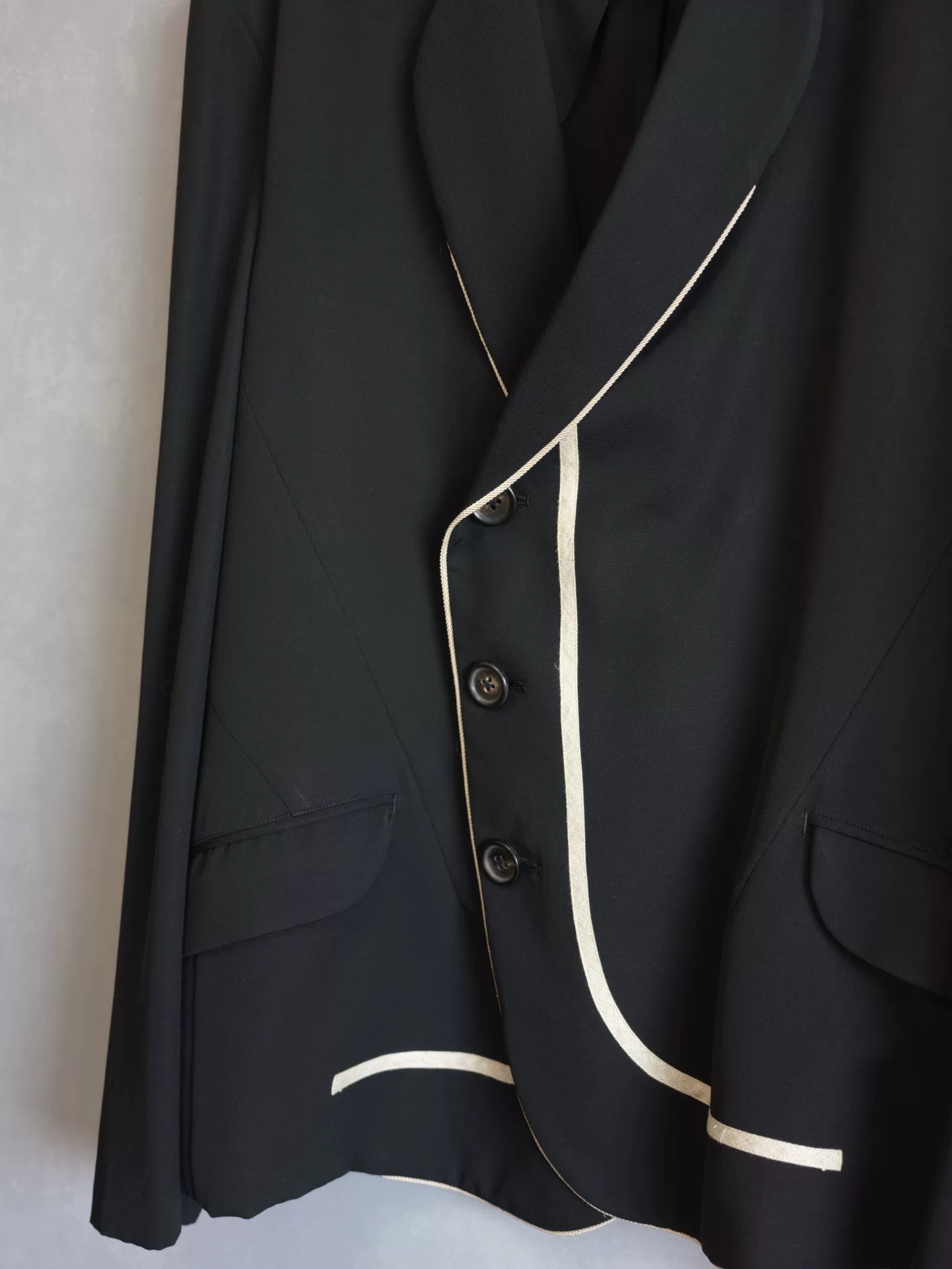 Yohji Yamamoto 97SS White Trim Wool Jacket — detail