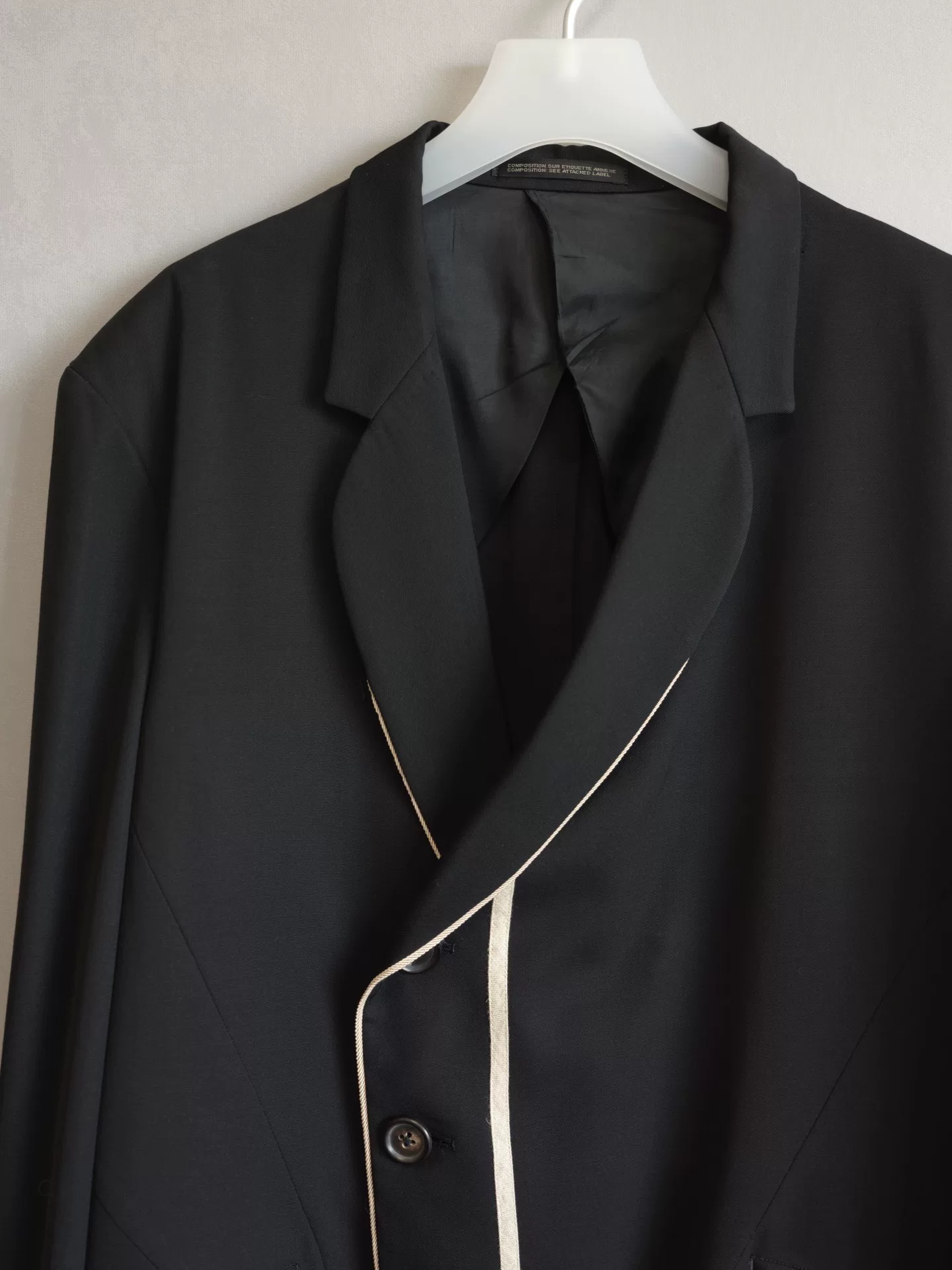 Yohji Yamamoto 97SS White Trim Wool Jacket — back