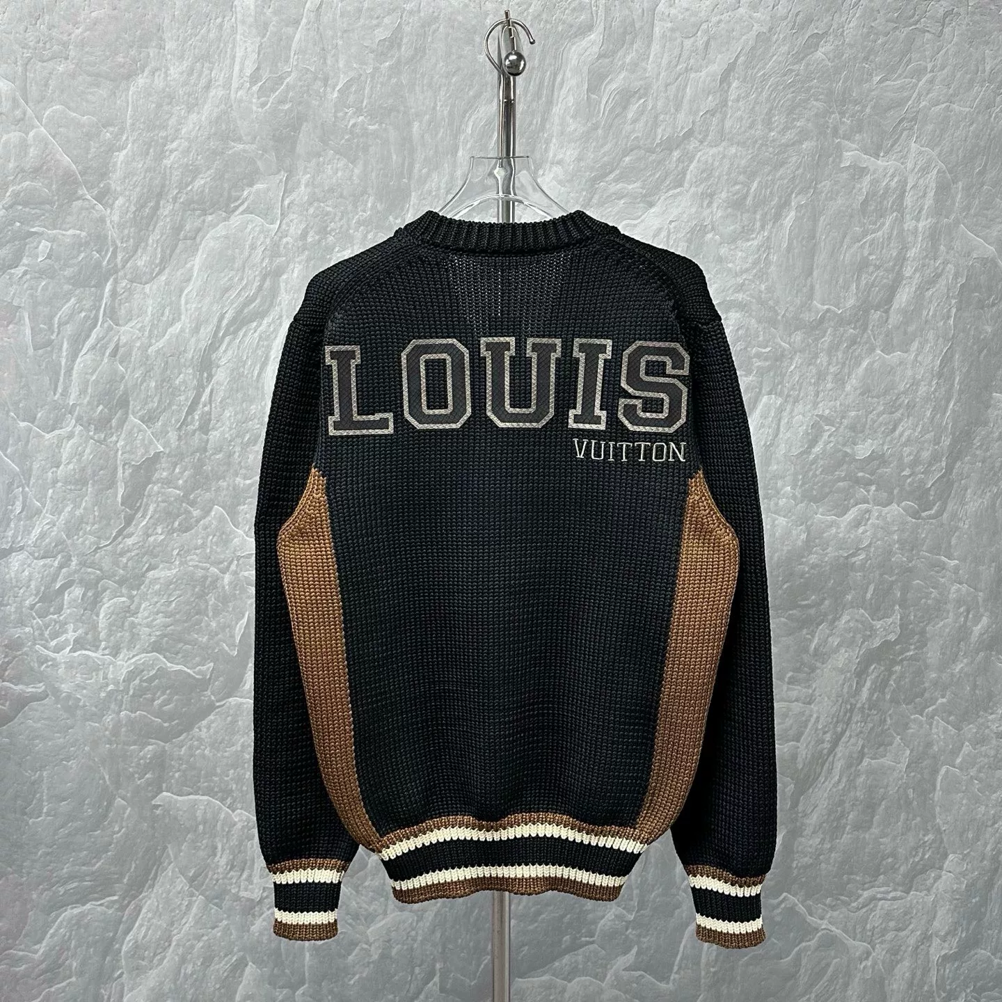 Louis Vuitton Back Letter Python Color Block Sweater XXL — back