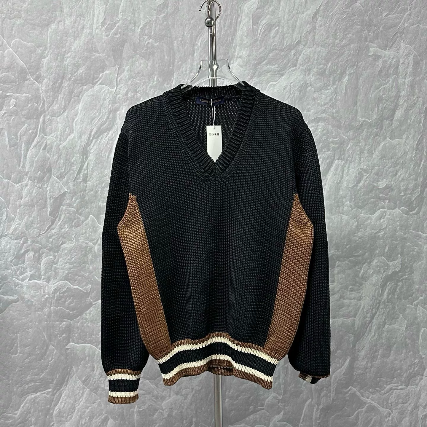 Louis Vuitton Back Letter Python Color Block Sweater XXL