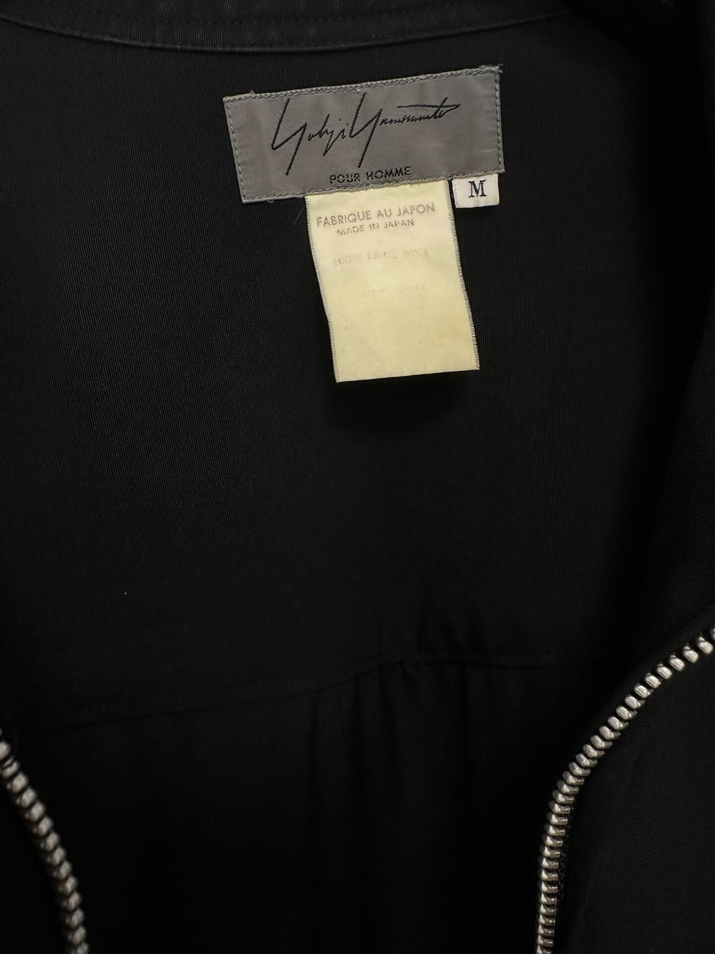 Yohji Yamamoto 1991AW Men's Runway Zip Jacket — label
