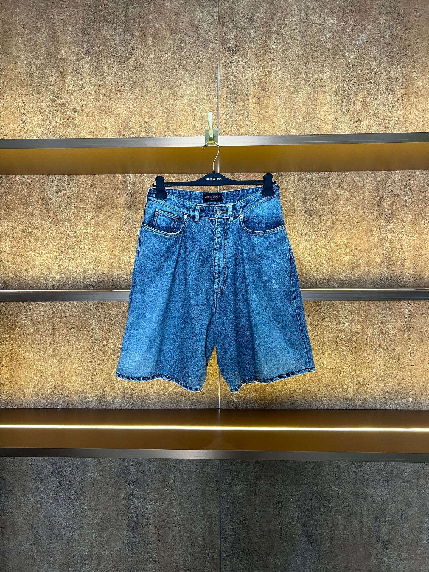 Balenciaga 3D Printed Denim Shorts