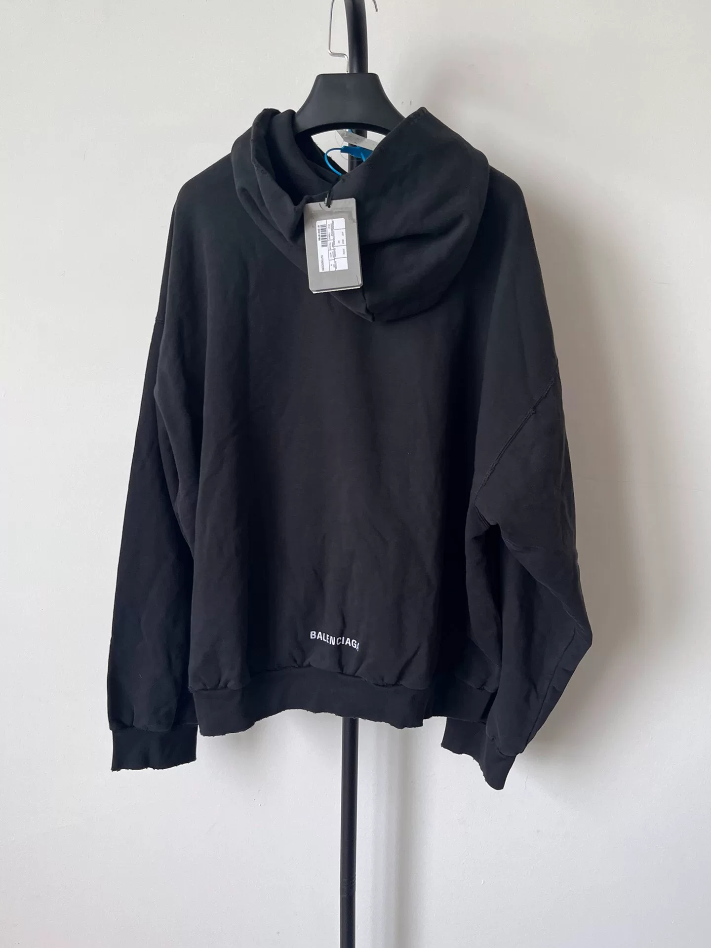 Balenciaga Black 'Je t'aime' Embroidered Hoodie — front