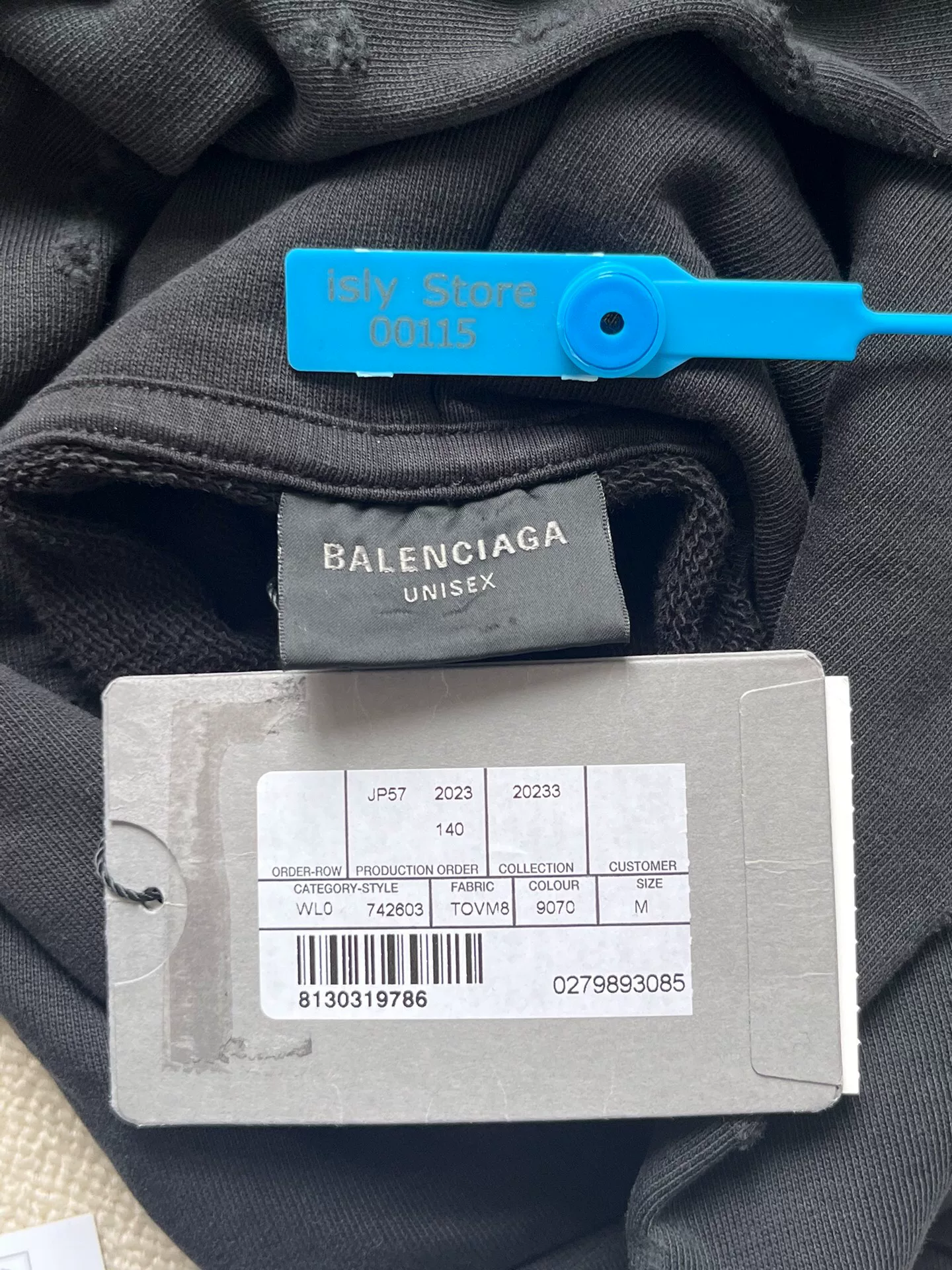 Balenciaga Black 'Je t'aime' Embroidered Hoodie — label