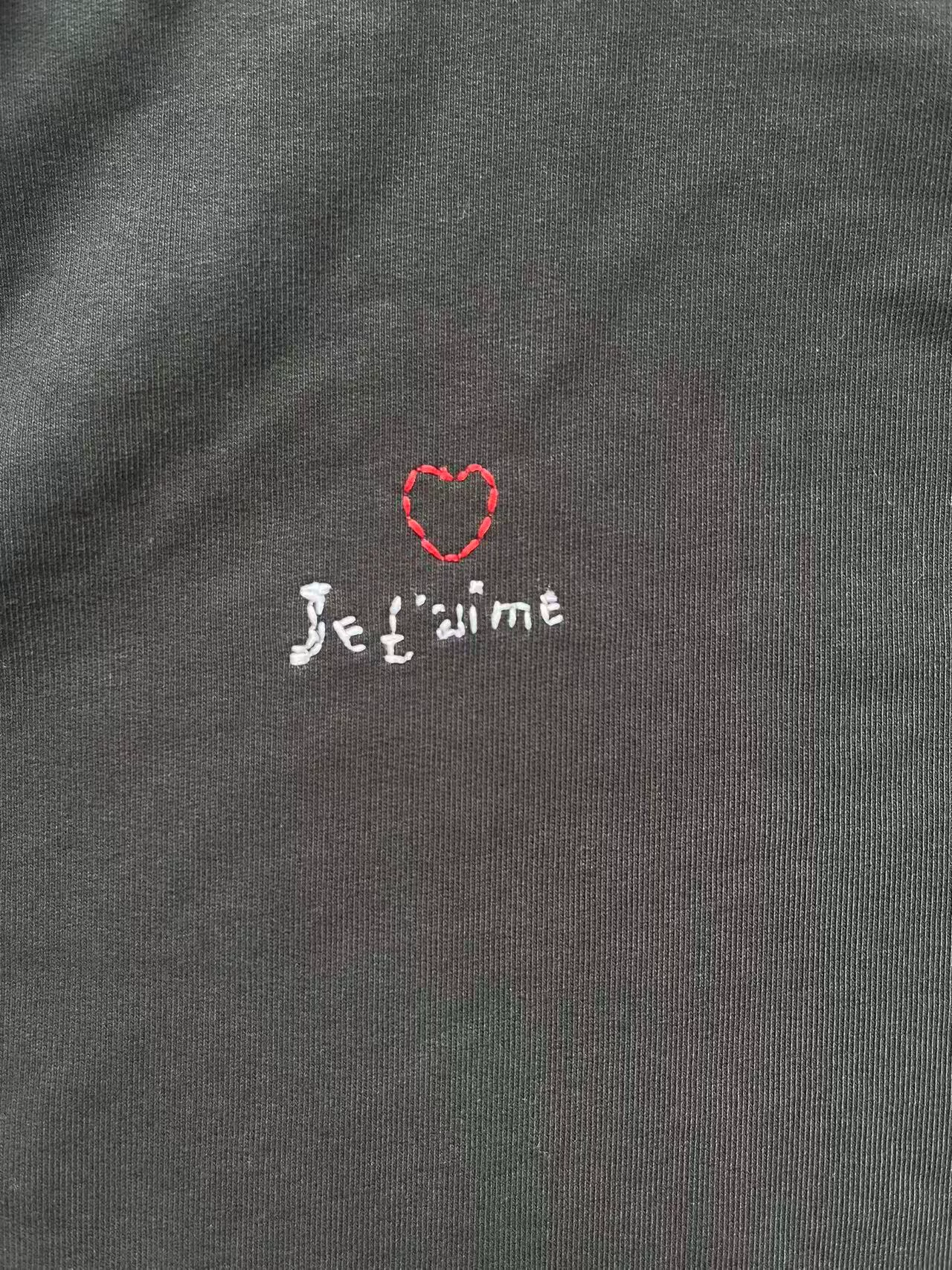 Balenciaga Black 'Je t'aime' Embroidered Hoodie — detail