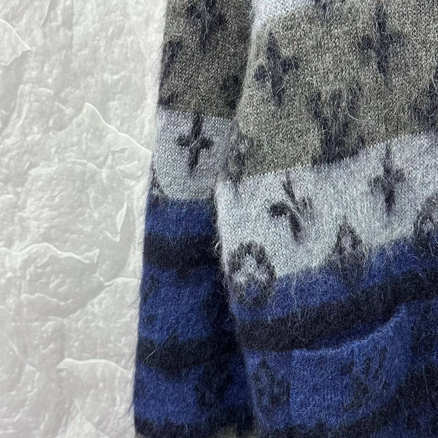 Louis Vuitton SS26 Monogram Mohair Cardigan — detail