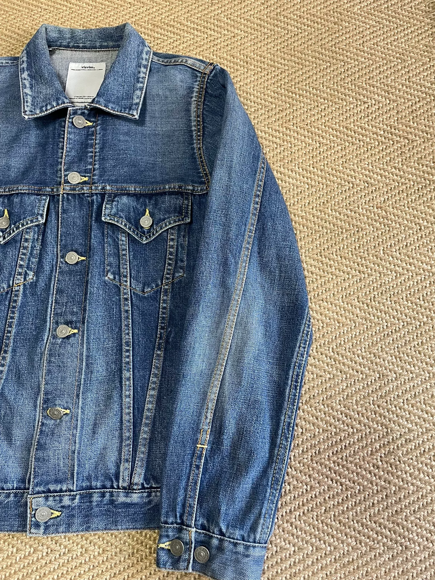 VISVIM SS 103 Damaged Washed Denim Jacket — detail