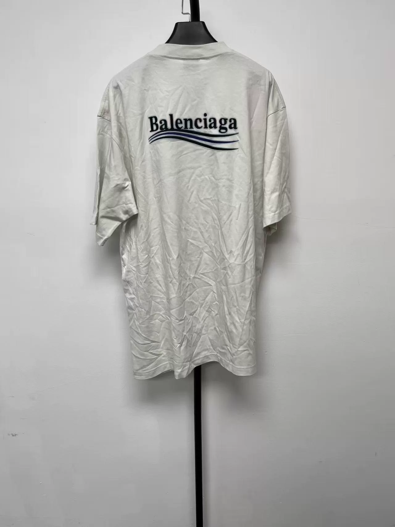 Balenciaga White Embroidered Logo T-Shirt — front