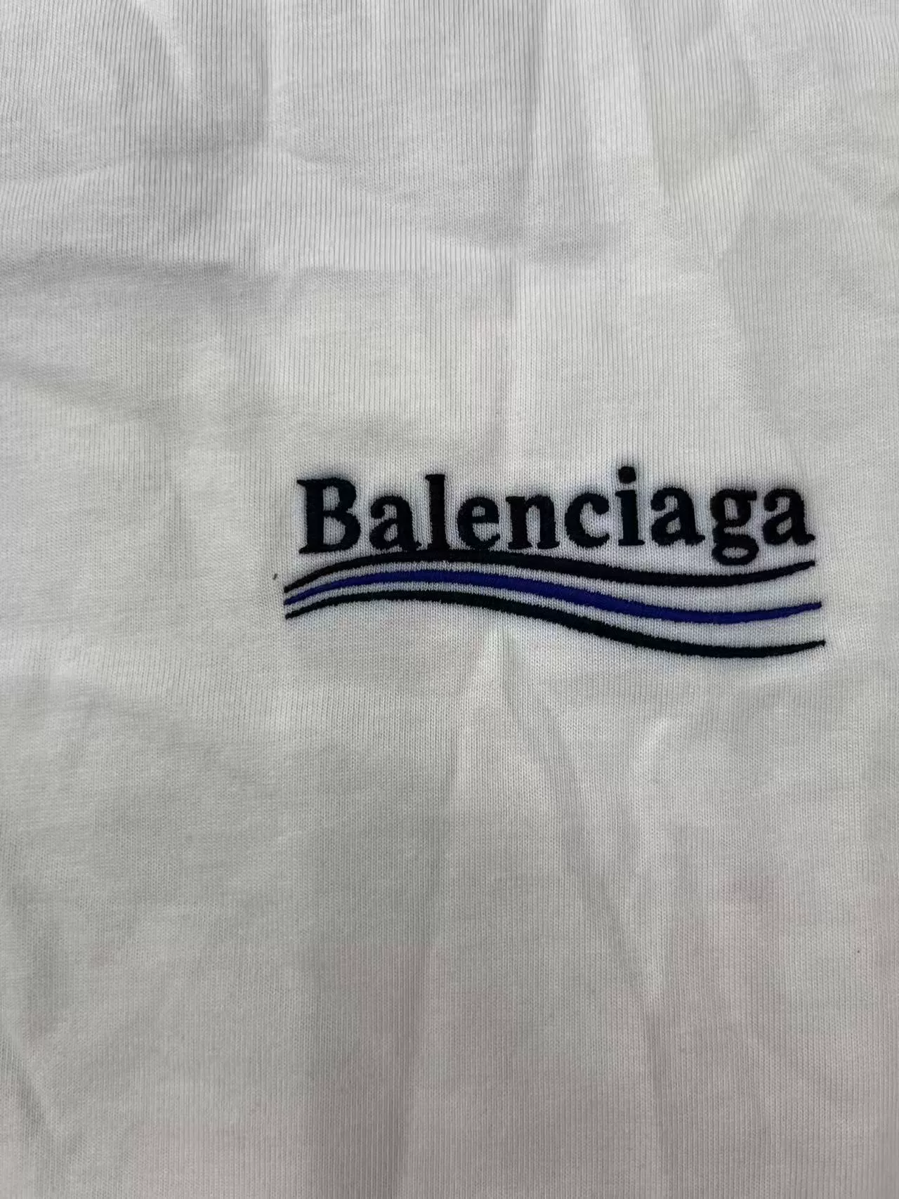 Balenciaga White Embroidered Logo T-Shirt — detail