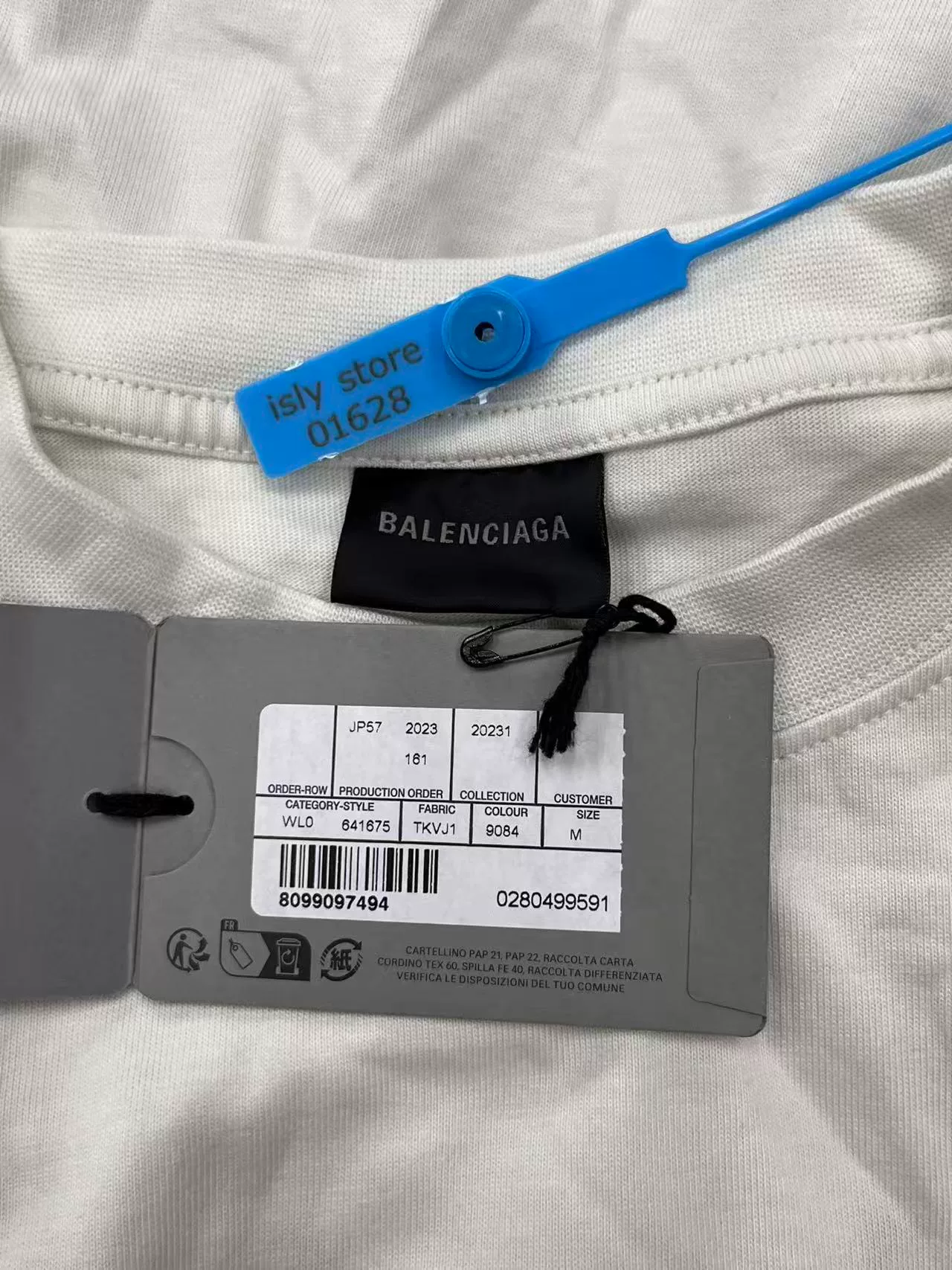 Balenciaga White Embroidered Logo T-Shirt — label