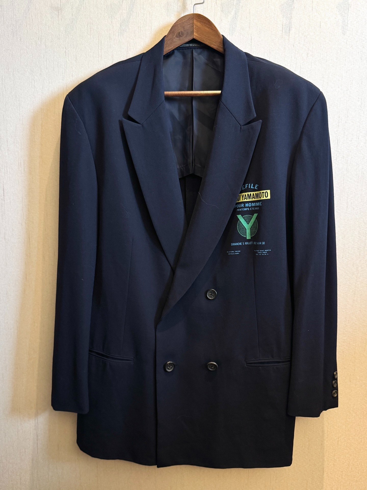 Yohji Yamamoto 93SS Dark Blue Double-Breasted Suit