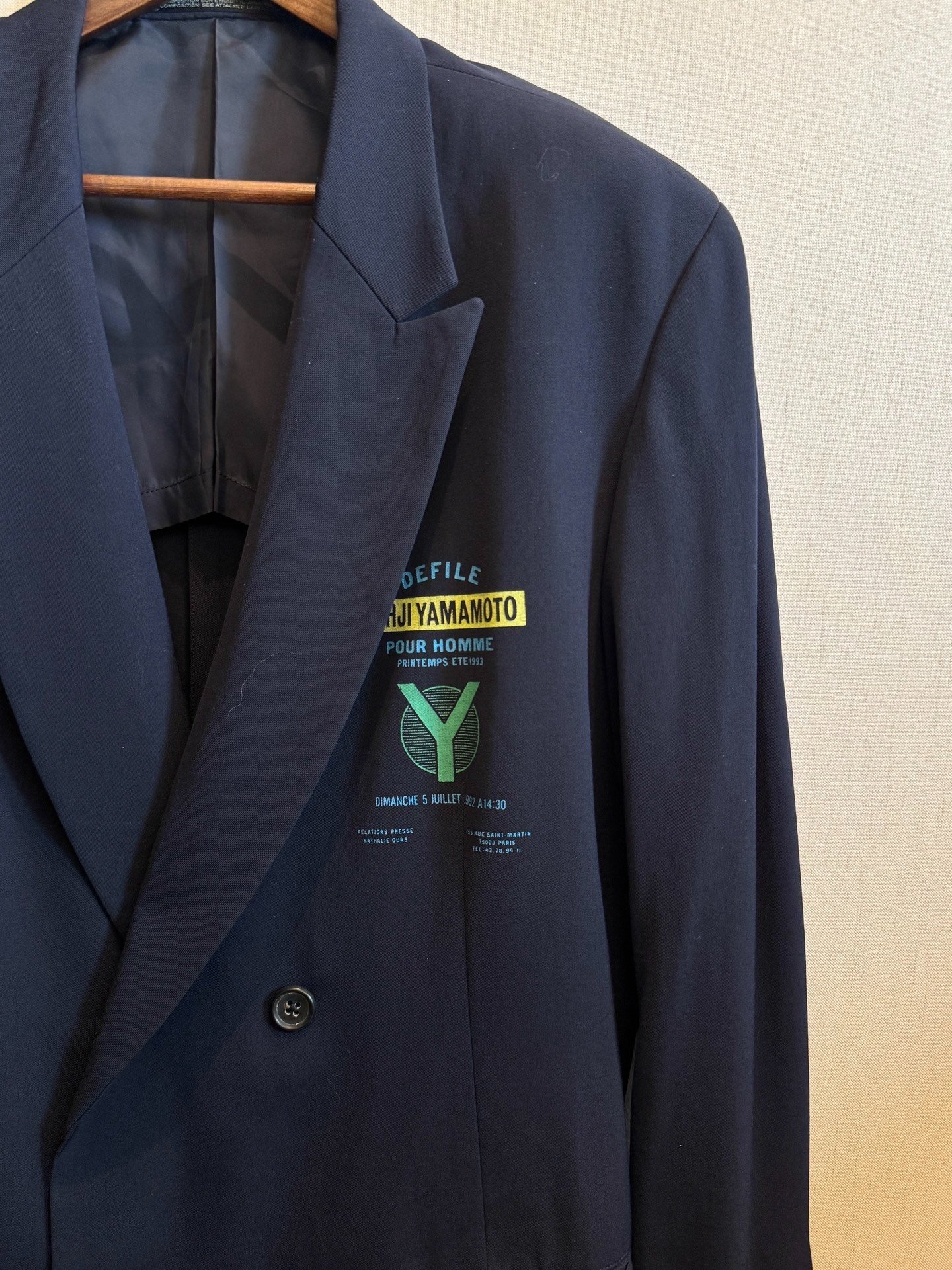Yohji Yamamoto 93SS Dark Blue Double-Breasted Suit — back
