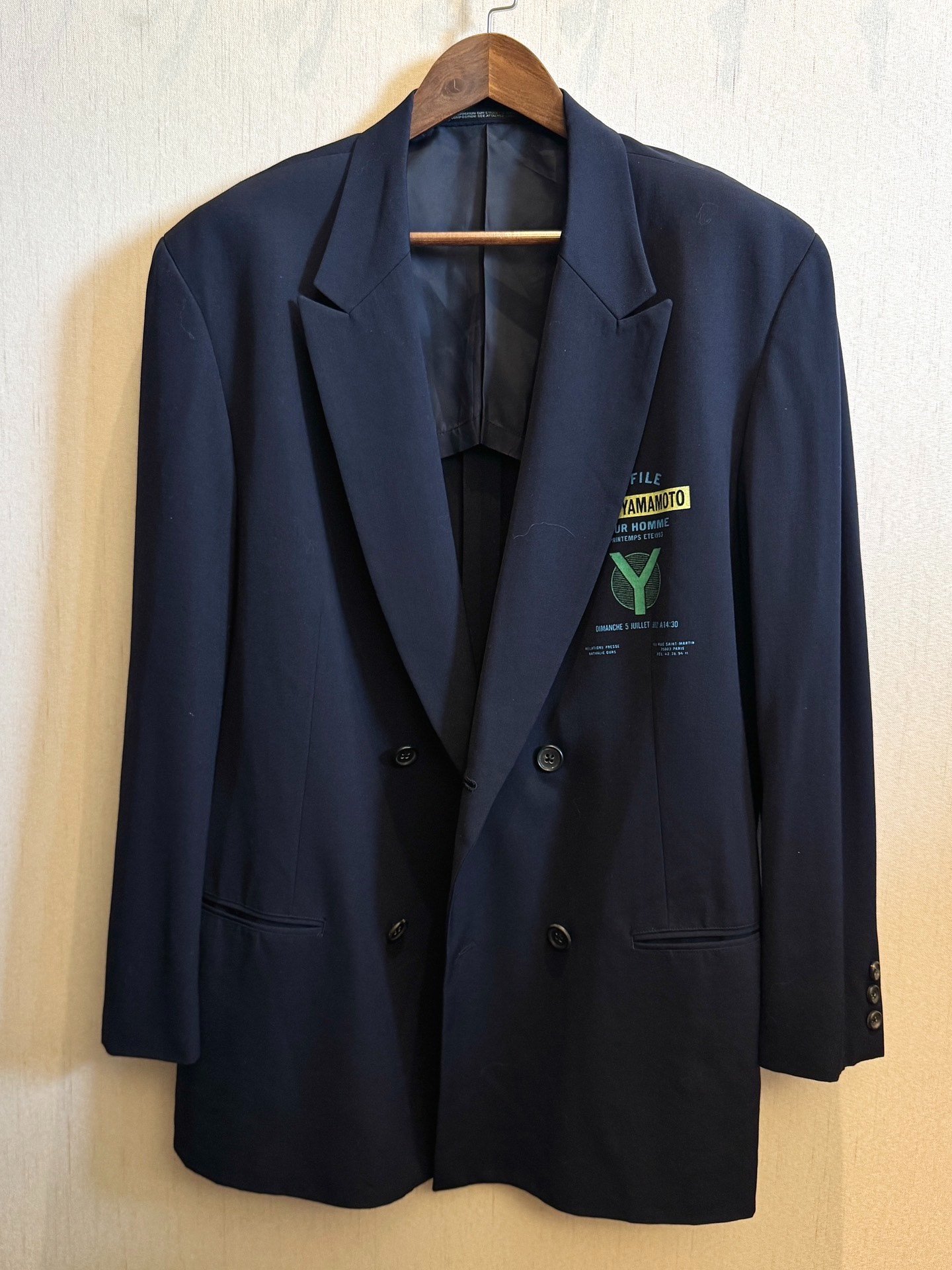 Yohji Yamamoto 93SS Dark Blue Double-Breasted Suit — front