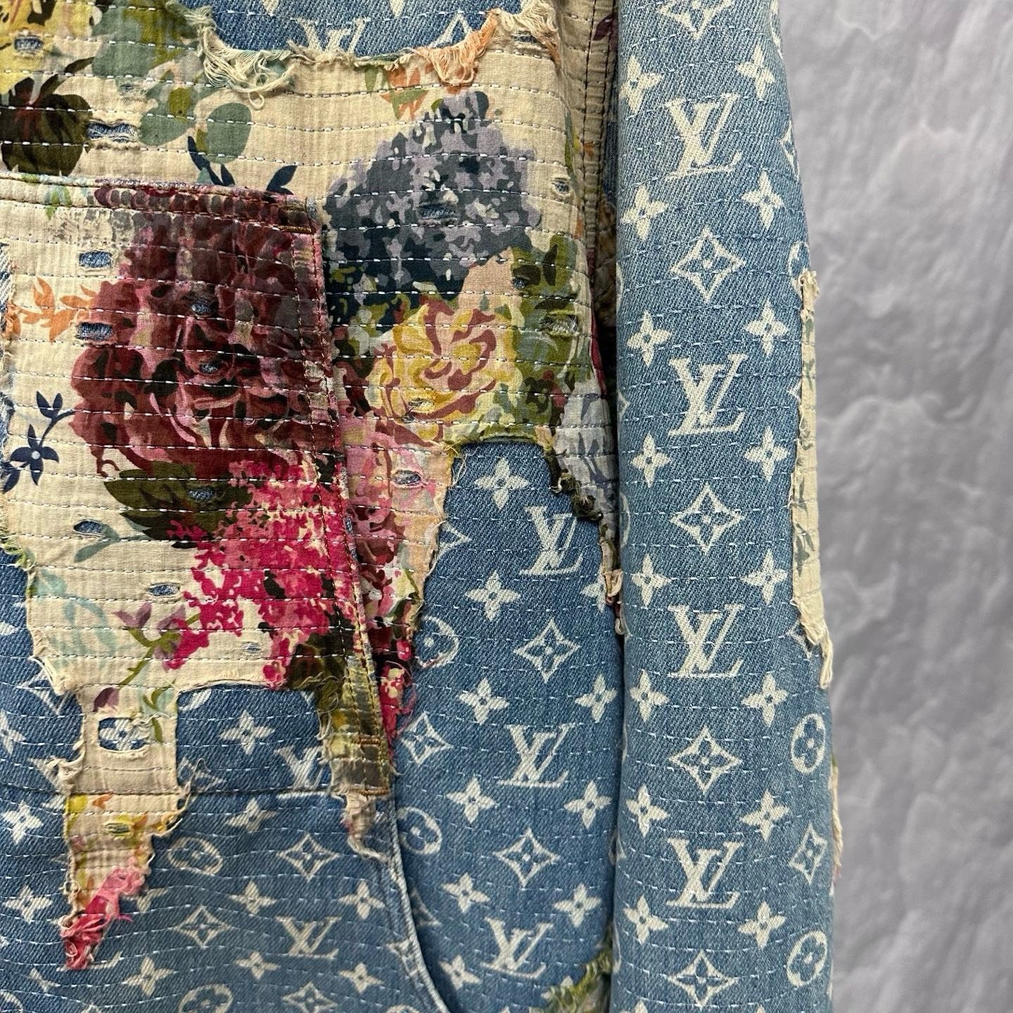 Louis Vuitton Floral Patchwork Denim Jacket — detail
