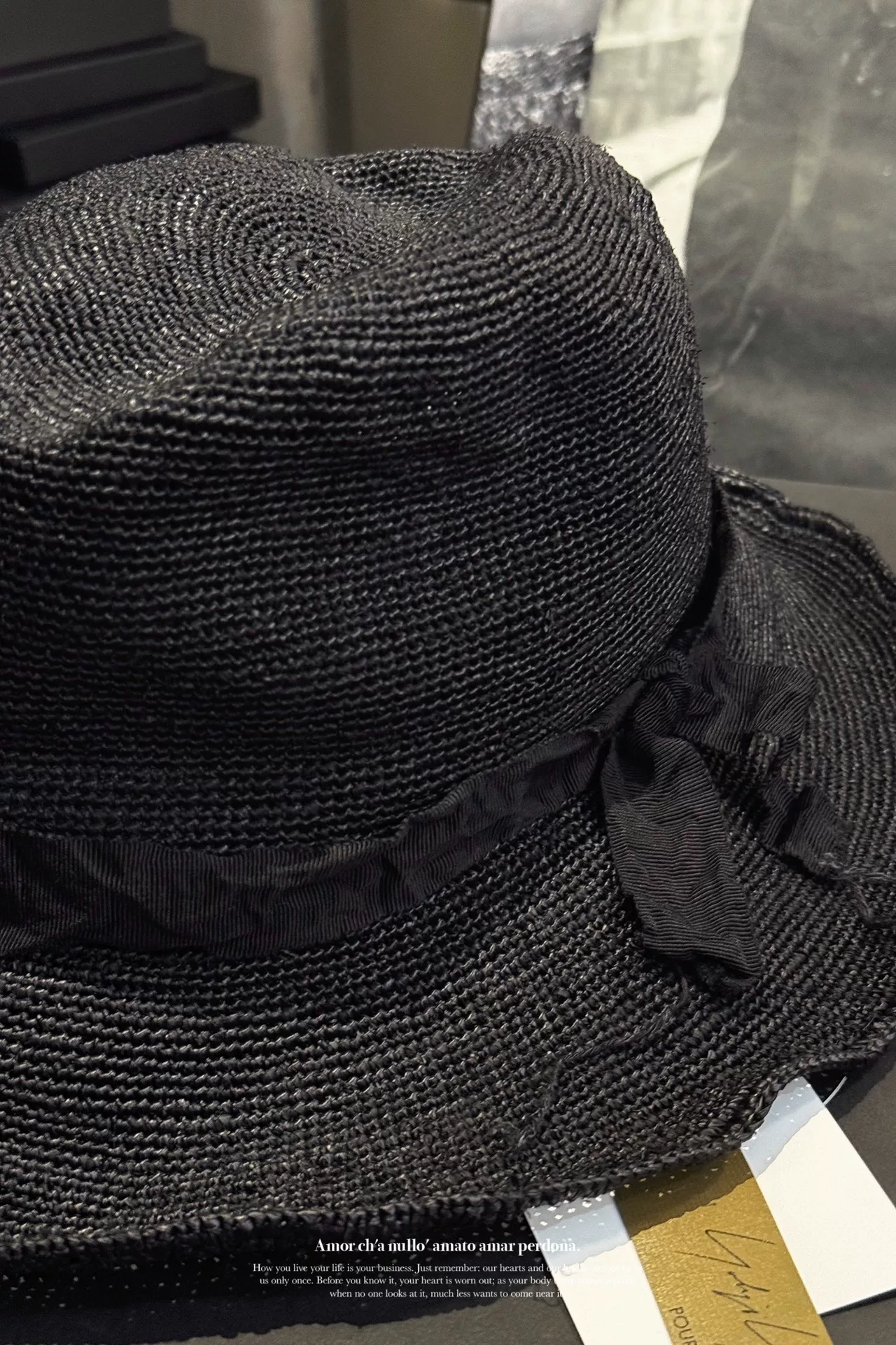Yohji Yamamoto 23SS Raffia Straw Hat — label
