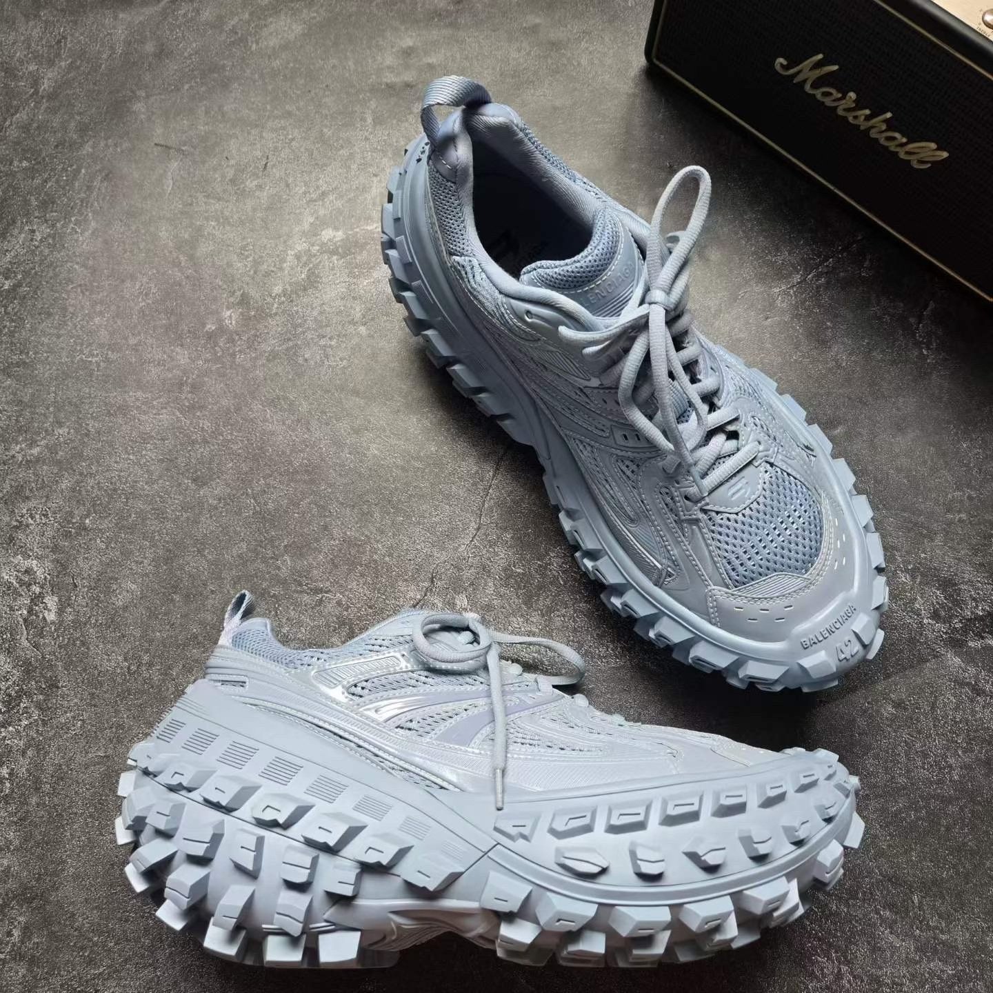 Balenciaga Defender Tire Shoes Blue — label