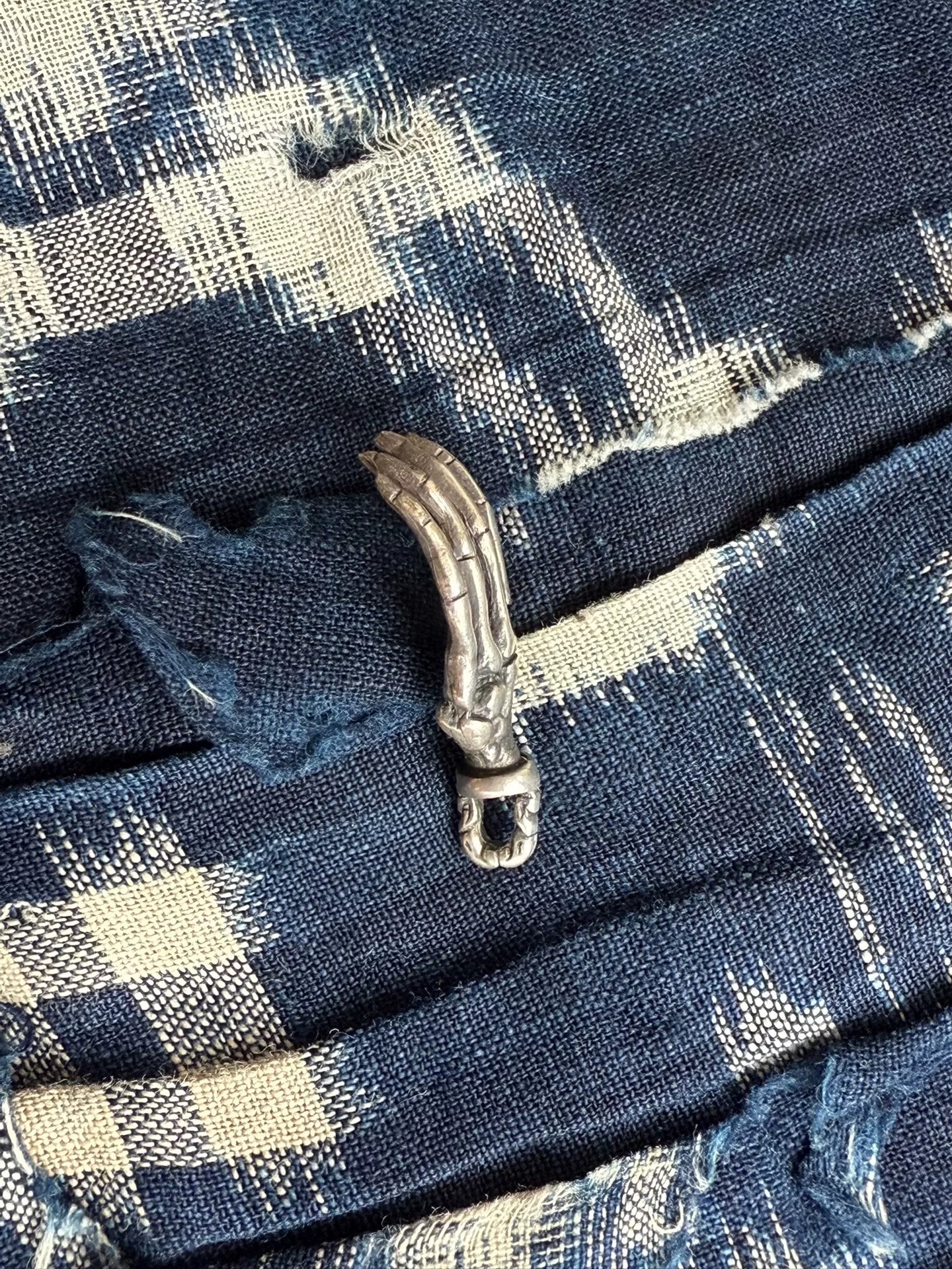 The Great Frog Ghost Hand Silver Pendant — detail