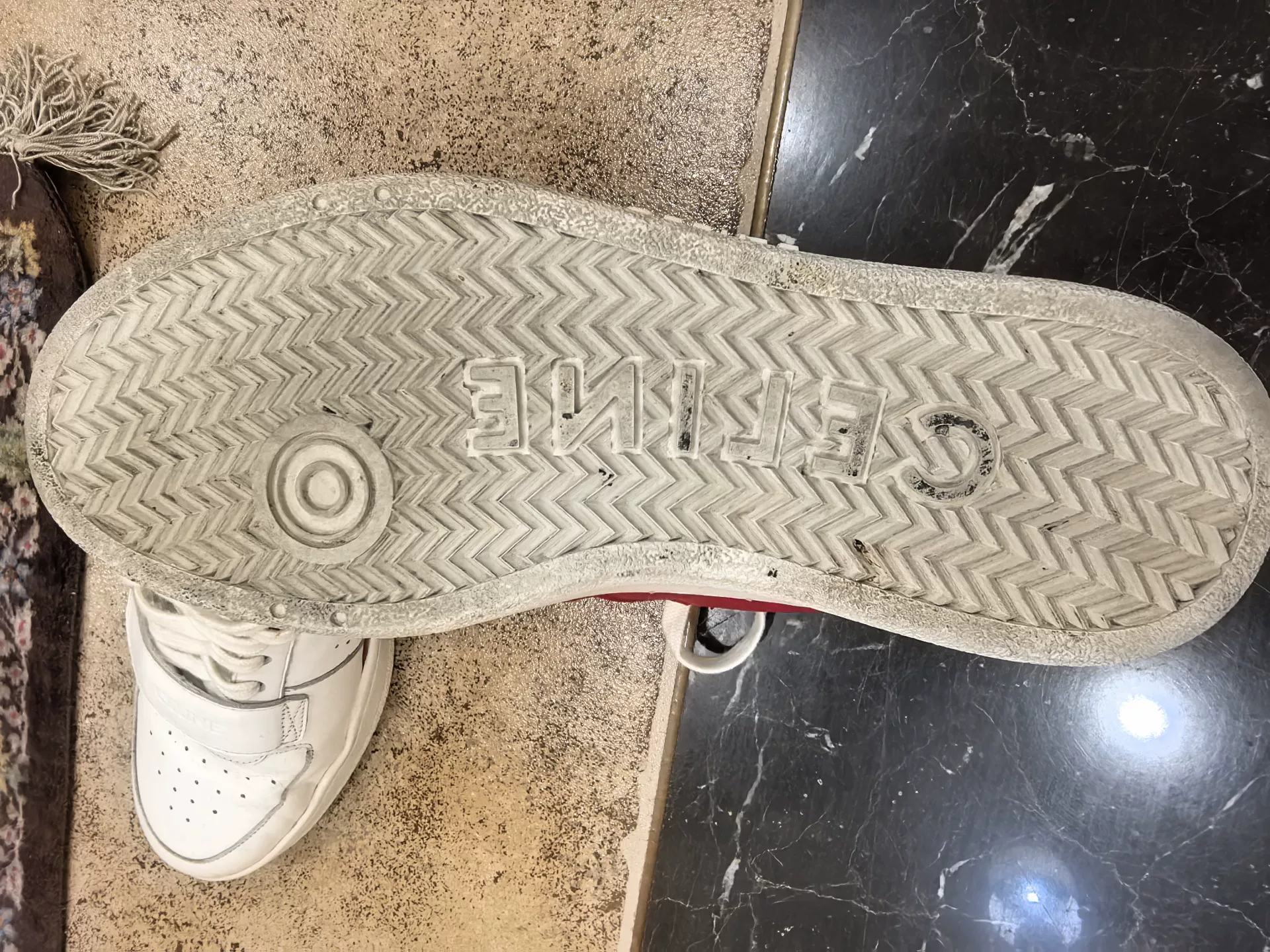 Celine White Red Blue Accent Sneakers — front