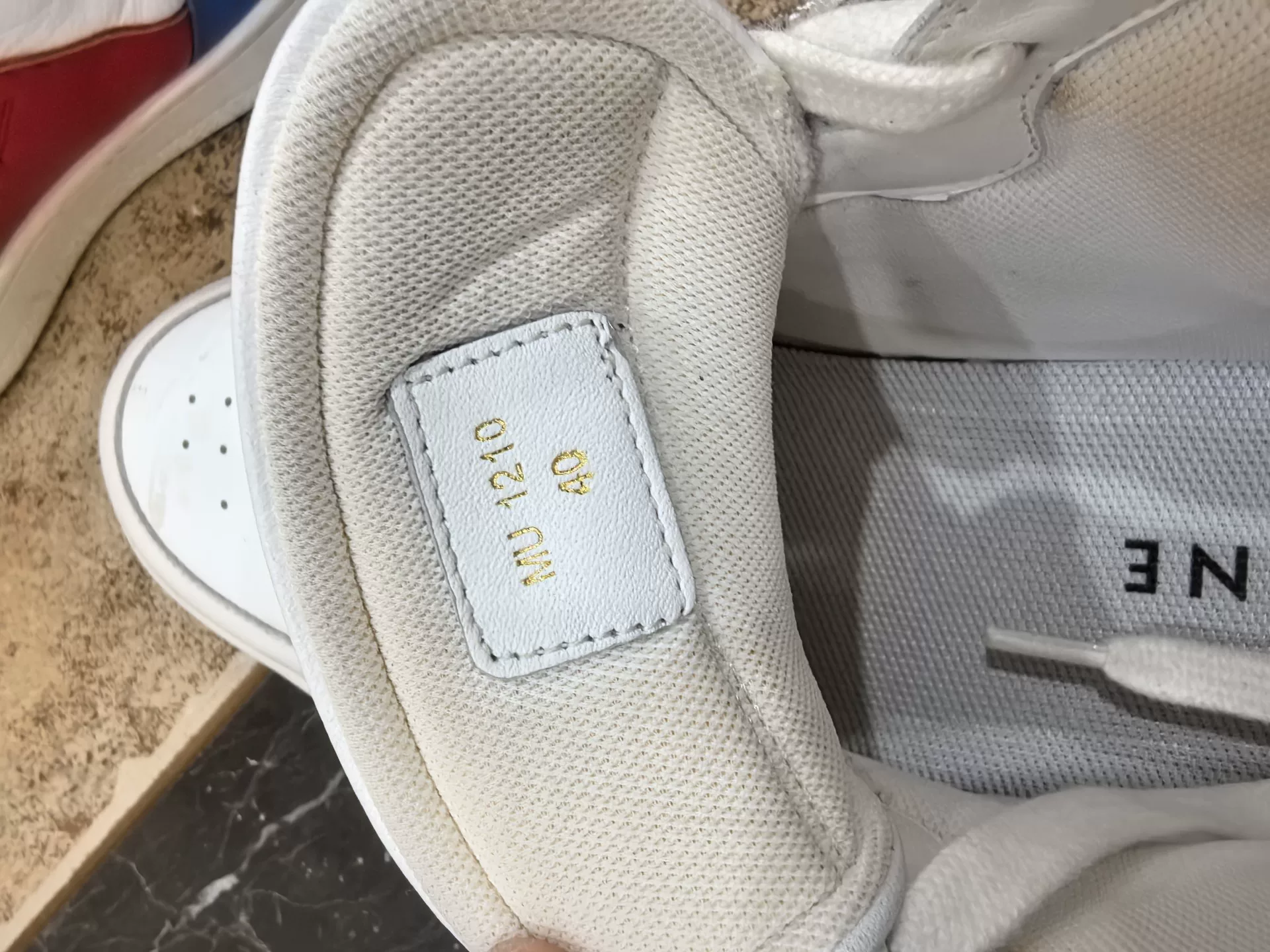 Celine White Red Blue Accent Sneakers — detail