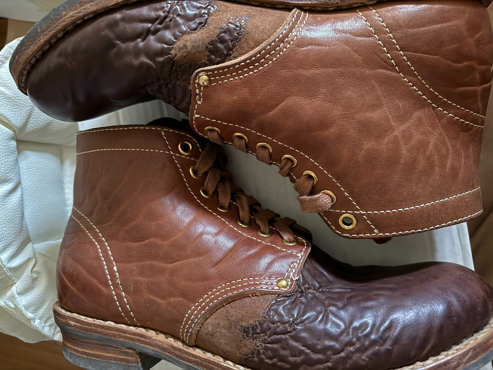 visvim brigadiar brown leather boots 9 — front