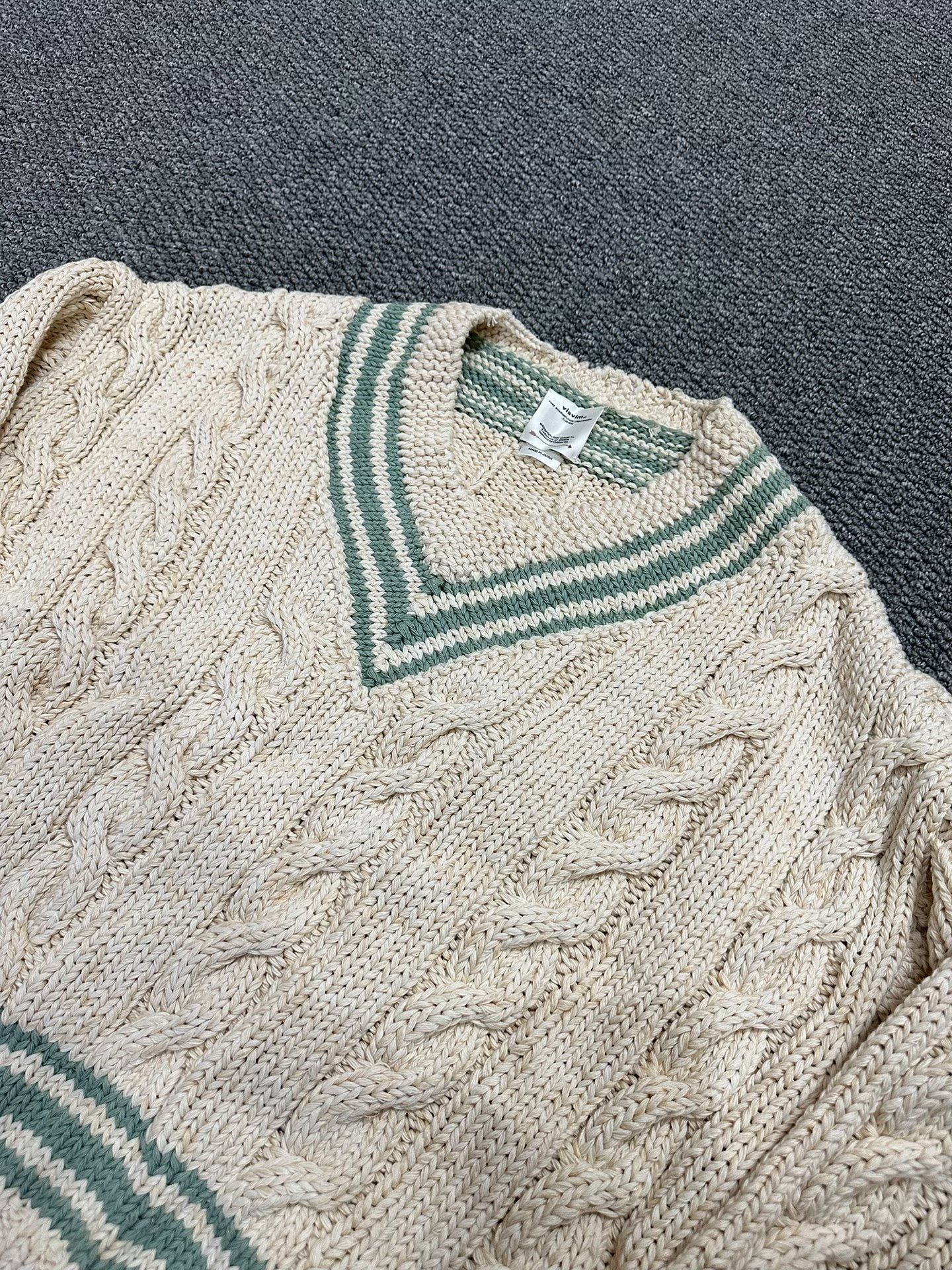 visvim Cream Cable-Knit Sweater — front