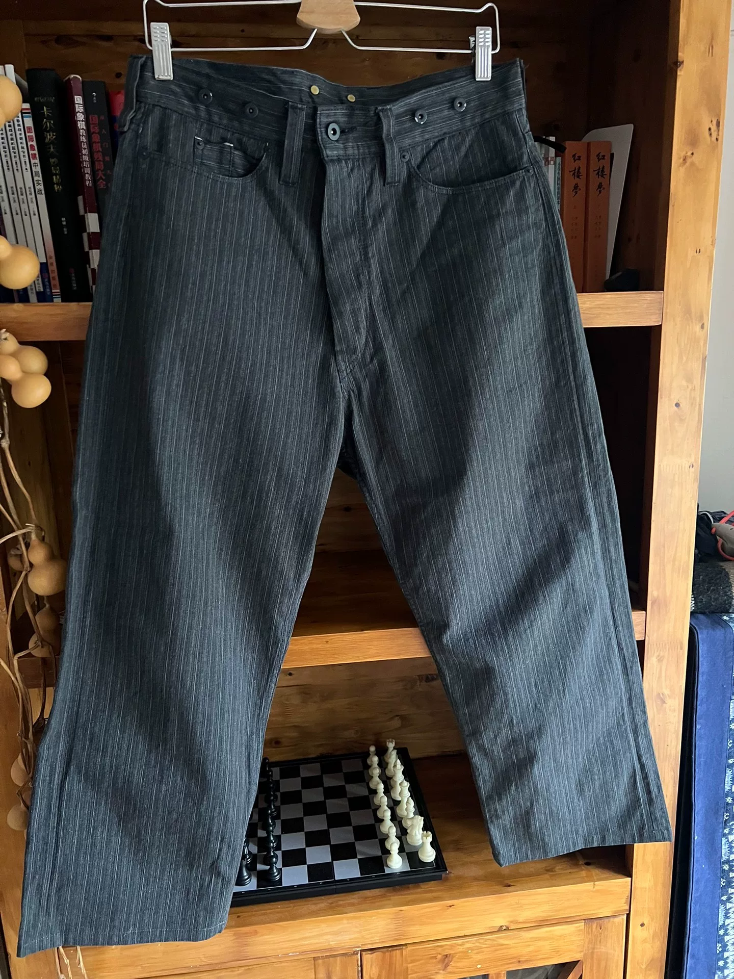 Nigel Cabourn Vintage Stripe Suspender Pants — front