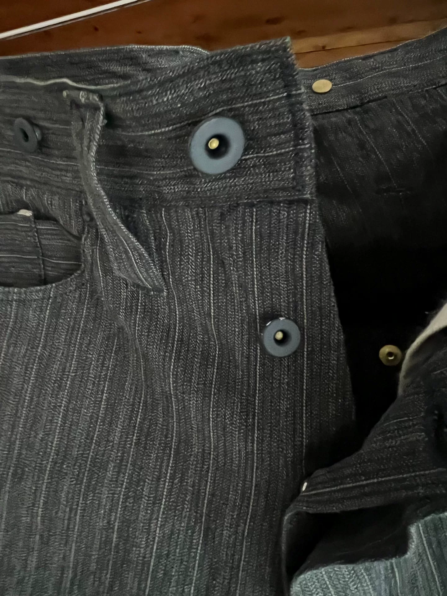 Nigel Cabourn Vintage Stripe Suspender Pants — label