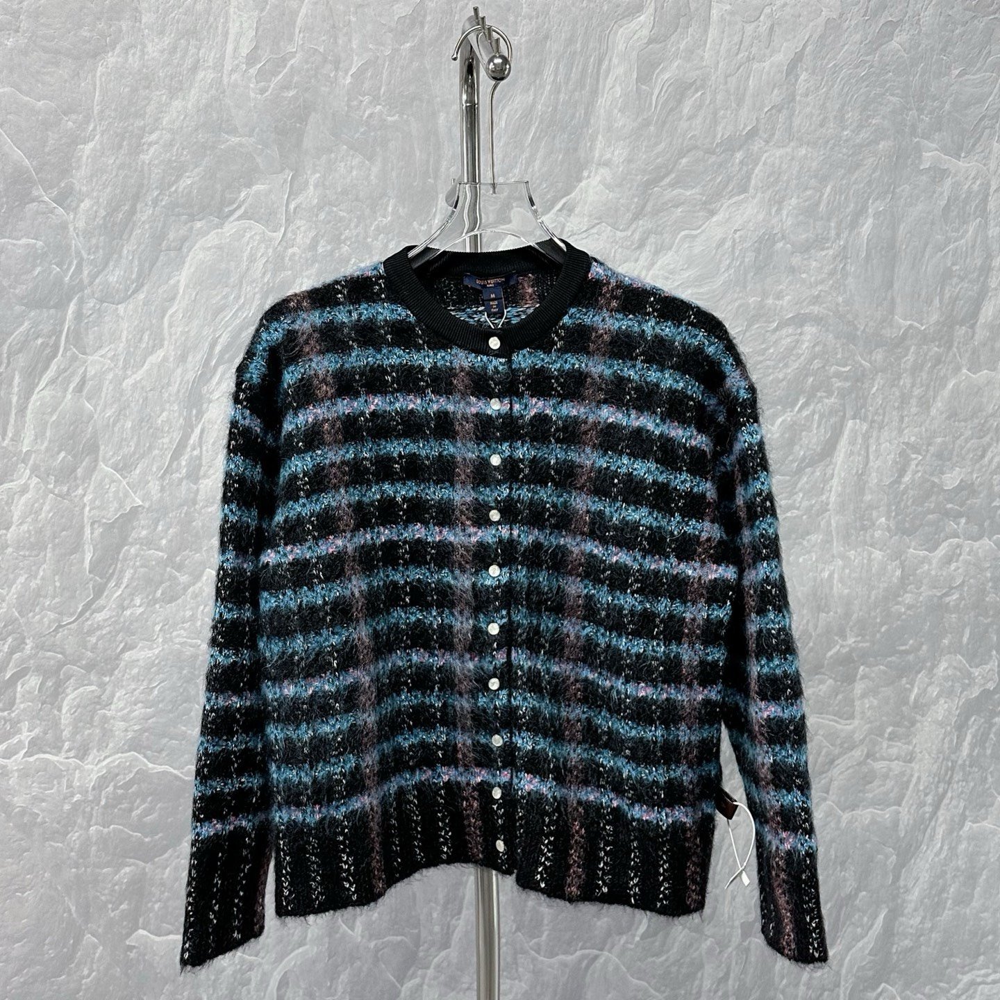 Louis Vuitton Plaid Mohair Cardigan — front