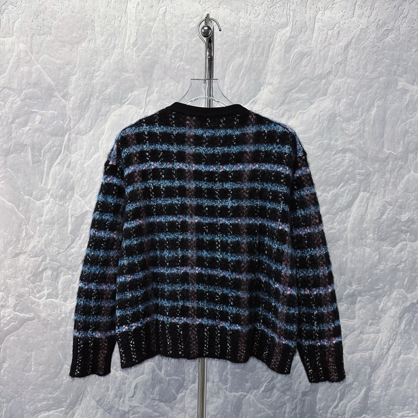 Louis Vuitton Plaid Mohair Cardigan — label