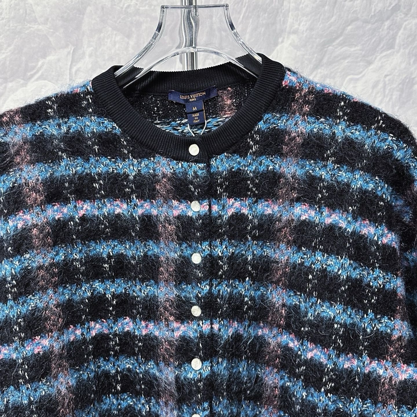 Louis Vuitton Plaid Mohair Cardigan — detail