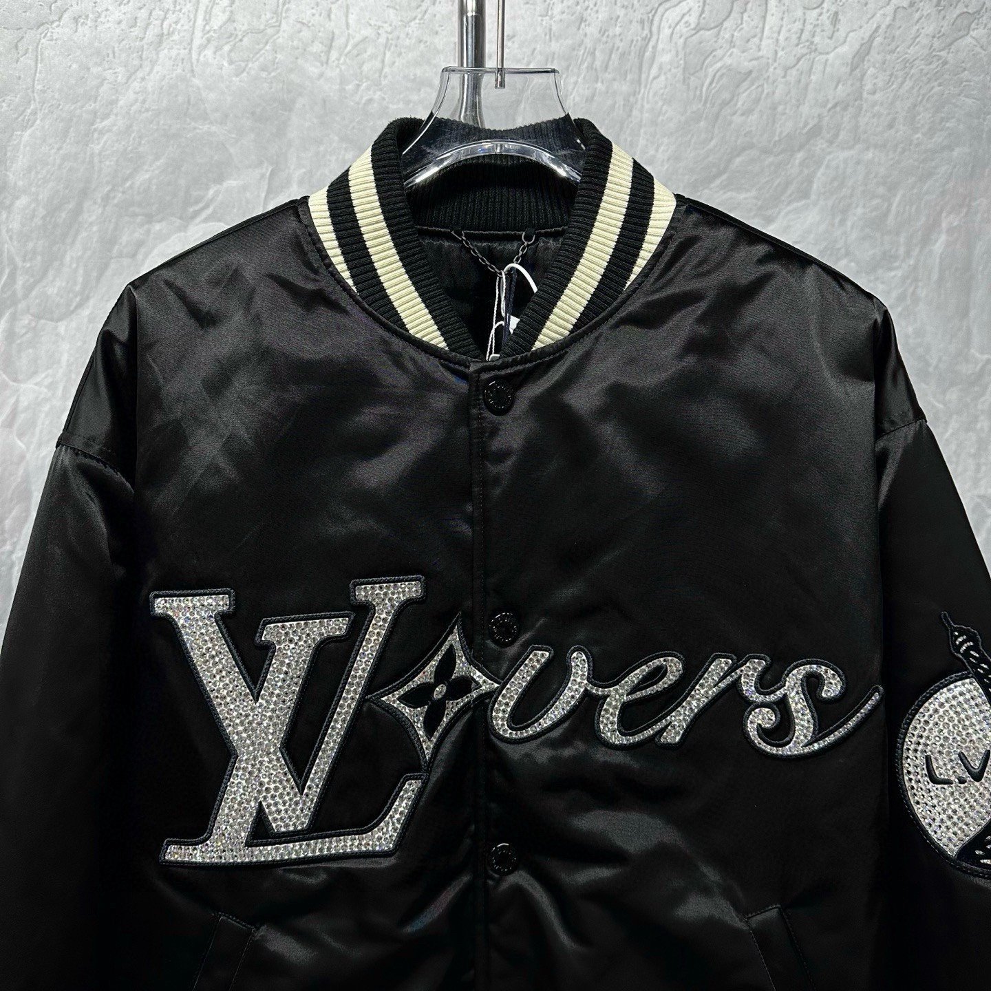 Louis Vuitton SS24 Rhinestone Baseball Jacket — front