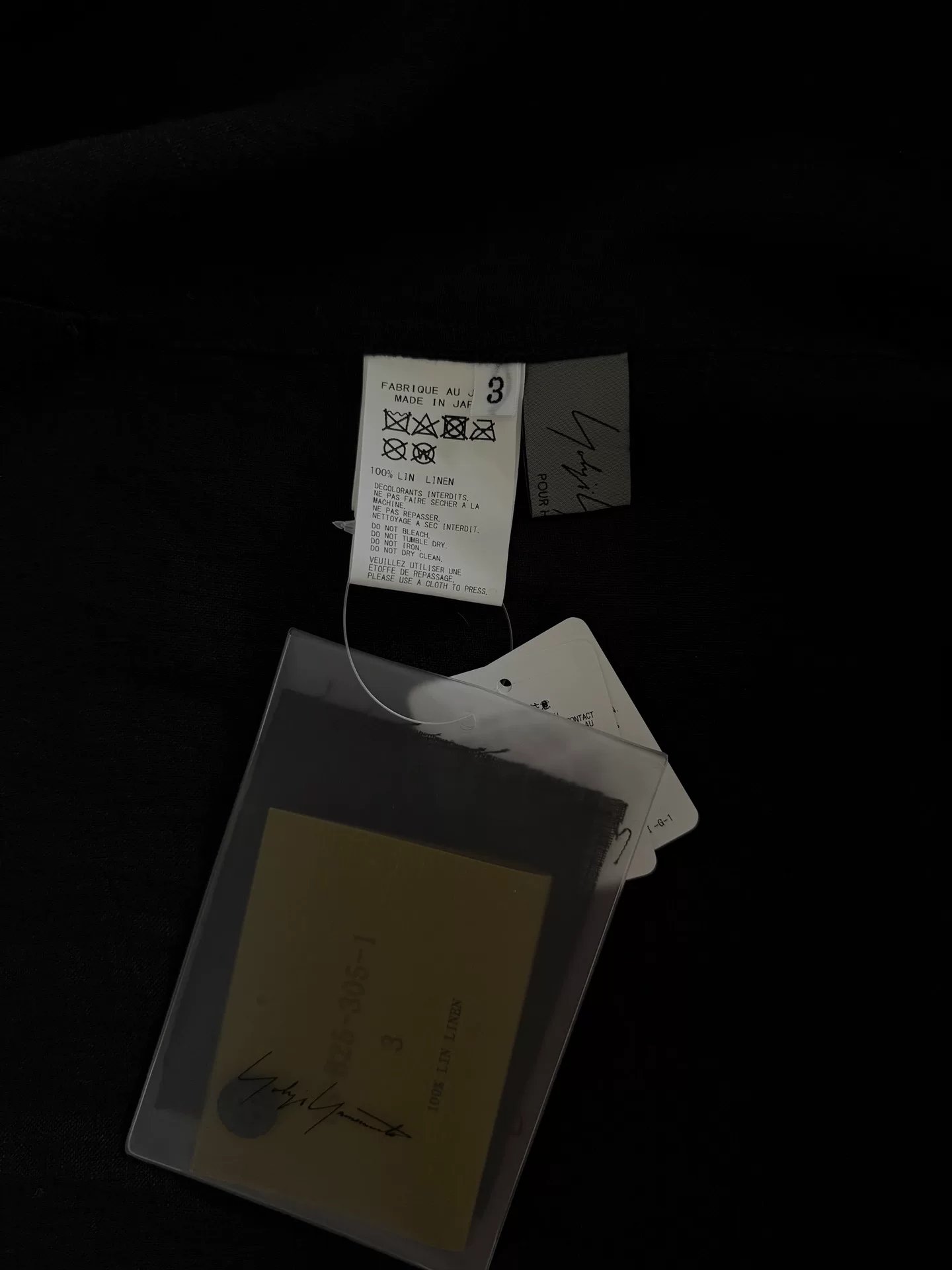 Yohji Yamamoto 24SS Twisted Sash Shirt — label