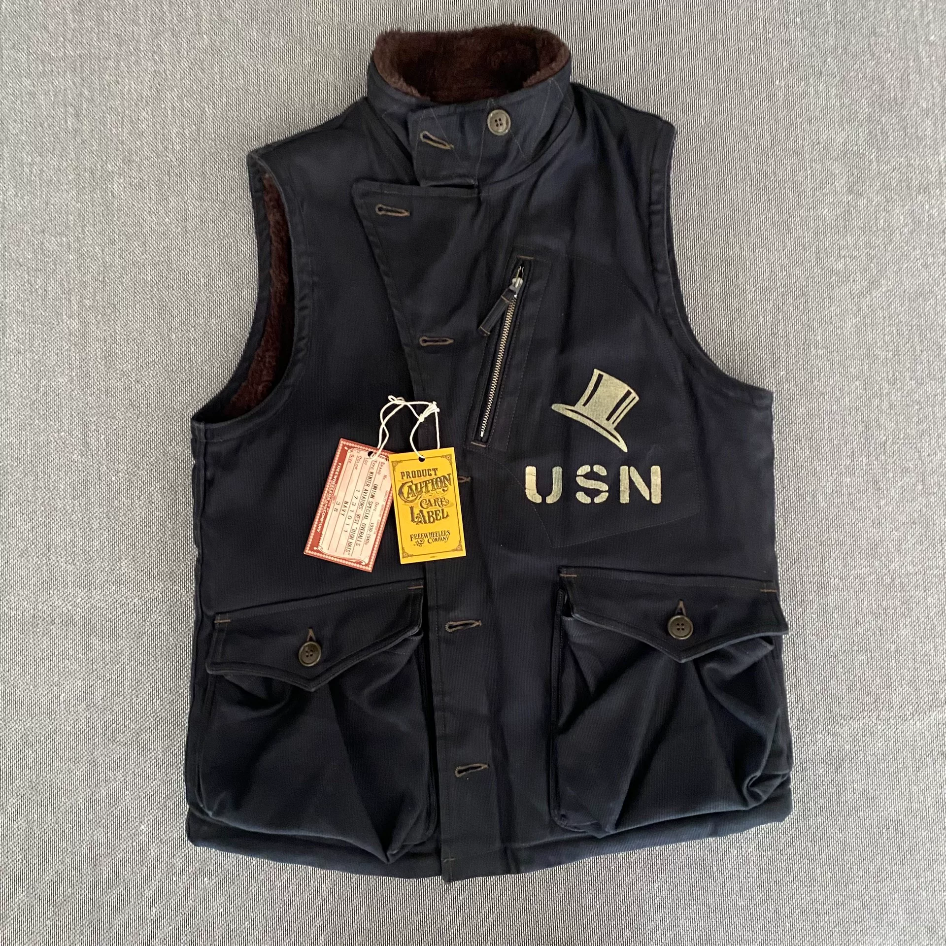 Freewheelers 1930s Aviators Vest — detail