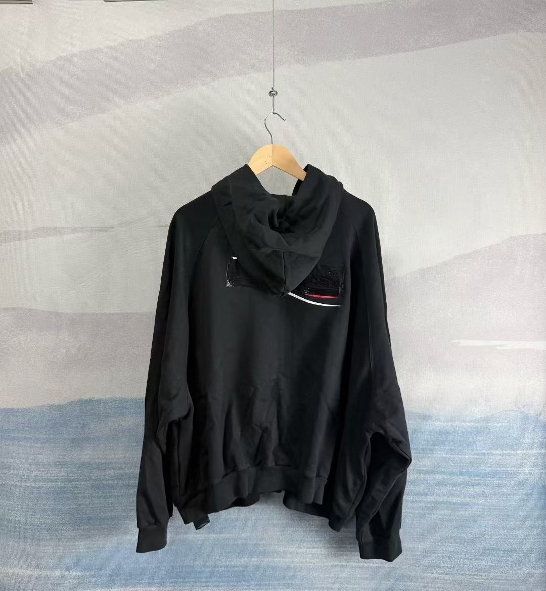 Balenciaga Black Cola Embroidery Zip Hoodie — detail