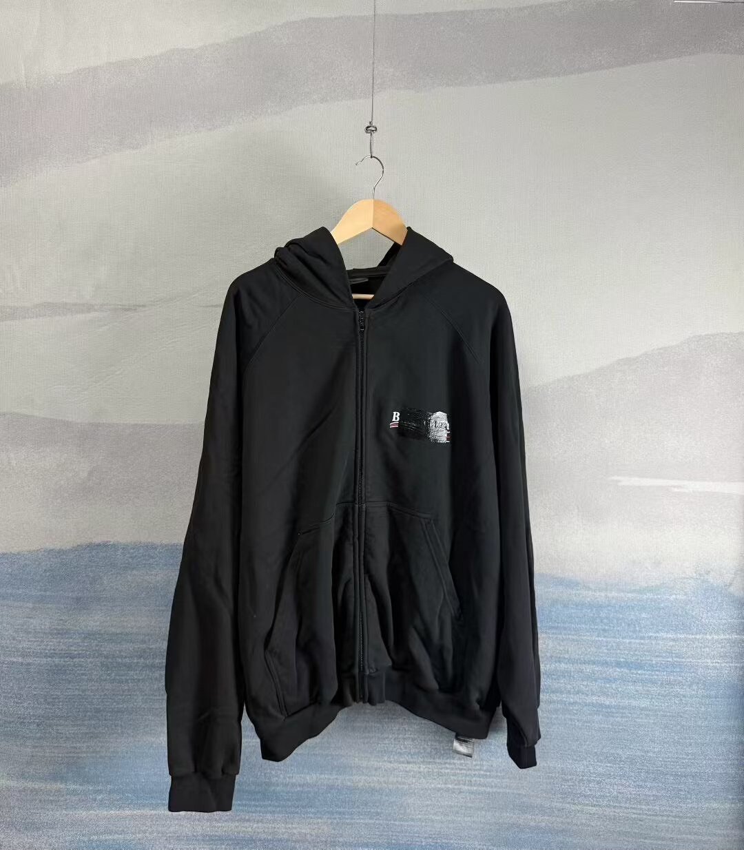Balenciaga Black Cola Embroidery Zip Hoodie