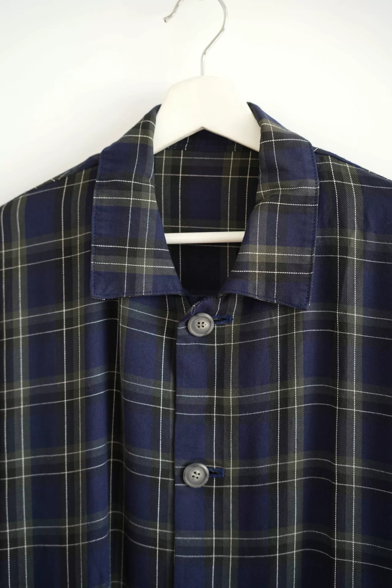 Yohji Yamamoto 90s Blue-Green Plaid Jacket — detail