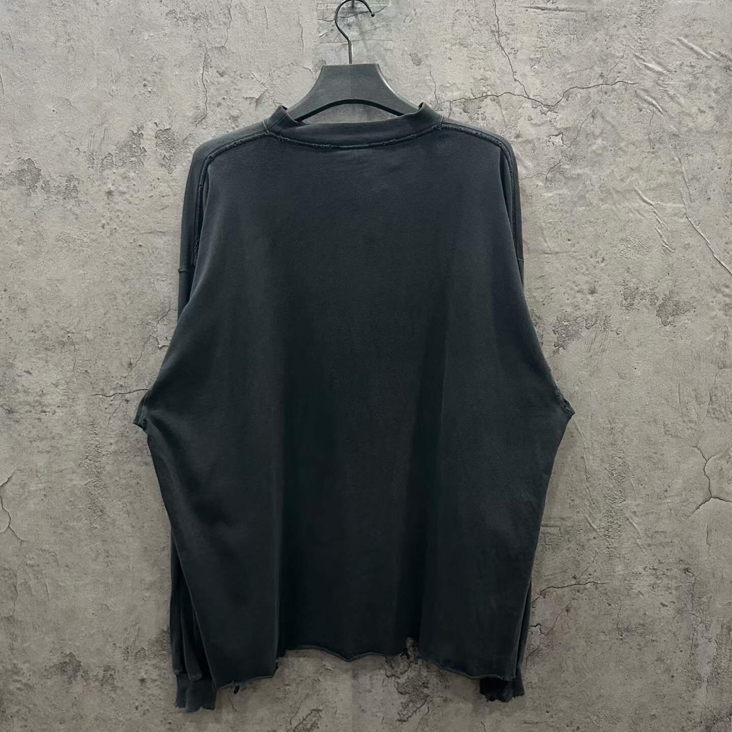 Balenciaga 25SS Distressed Logo Long-Sleeve Sweatshirt — front