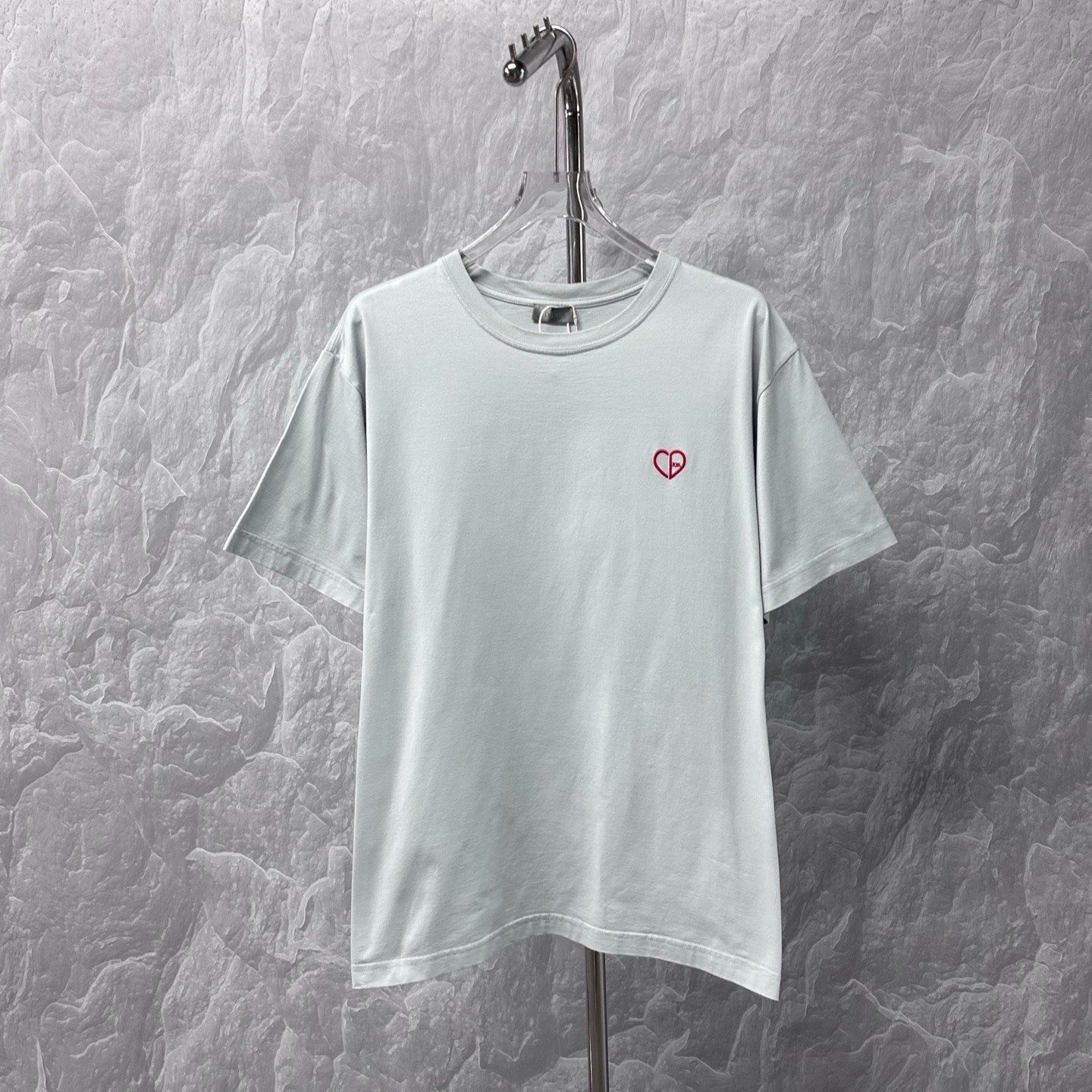 Dior CD Heart Embroidery Short-Sleeve T-Shirt