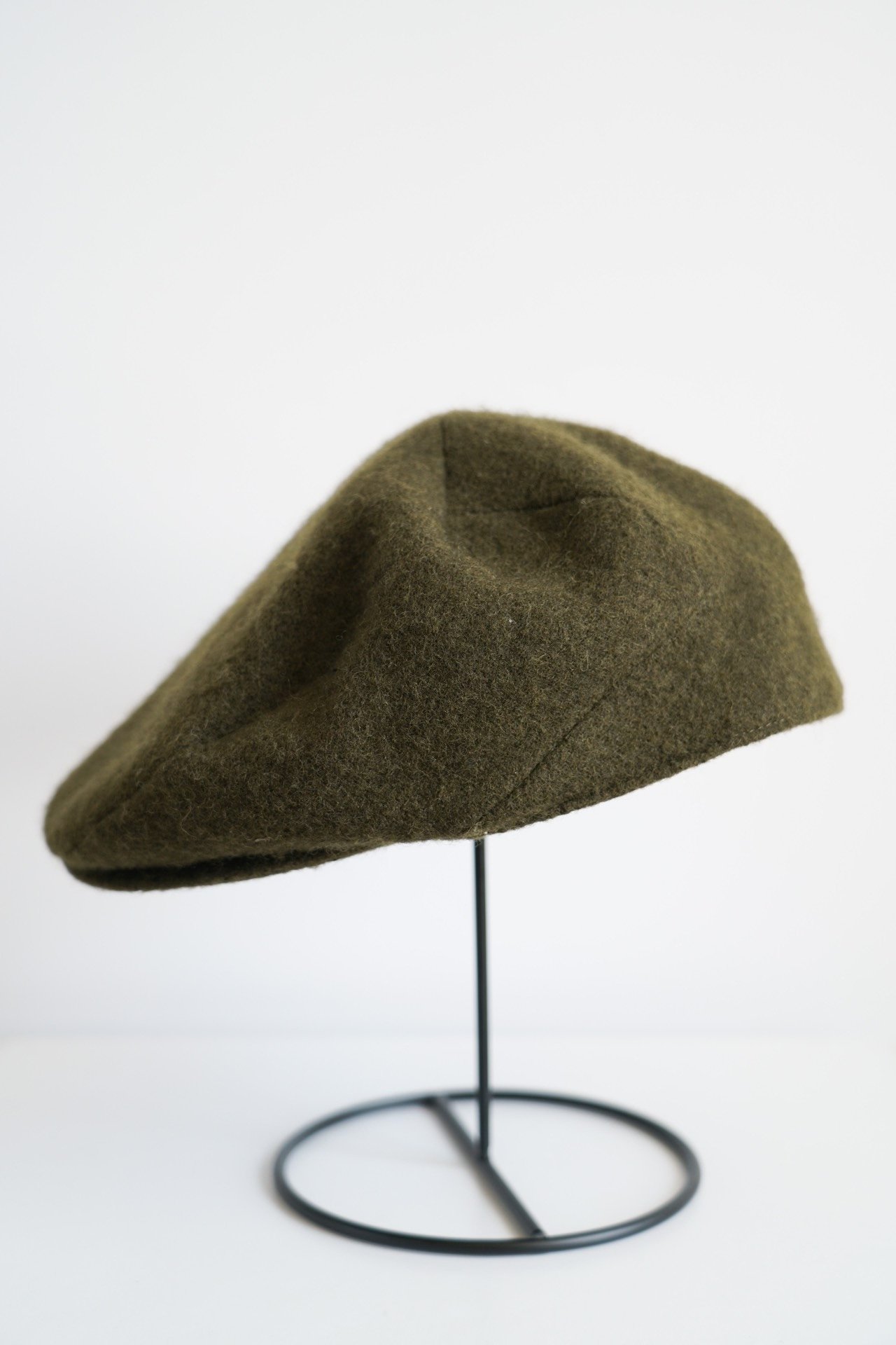 Yohji Yamamoto 03AW Military Green Leather Patch Beret — detail