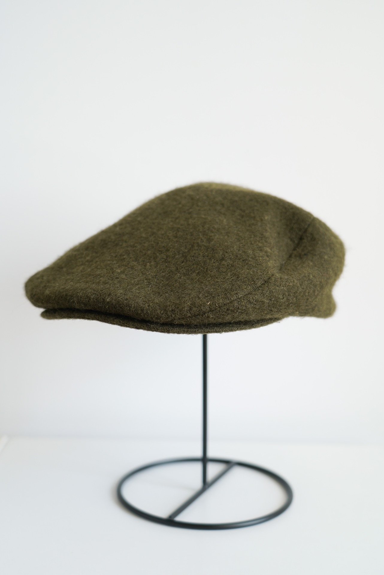Yohji Yamamoto 03AW Military Green Leather Patch Beret — front
