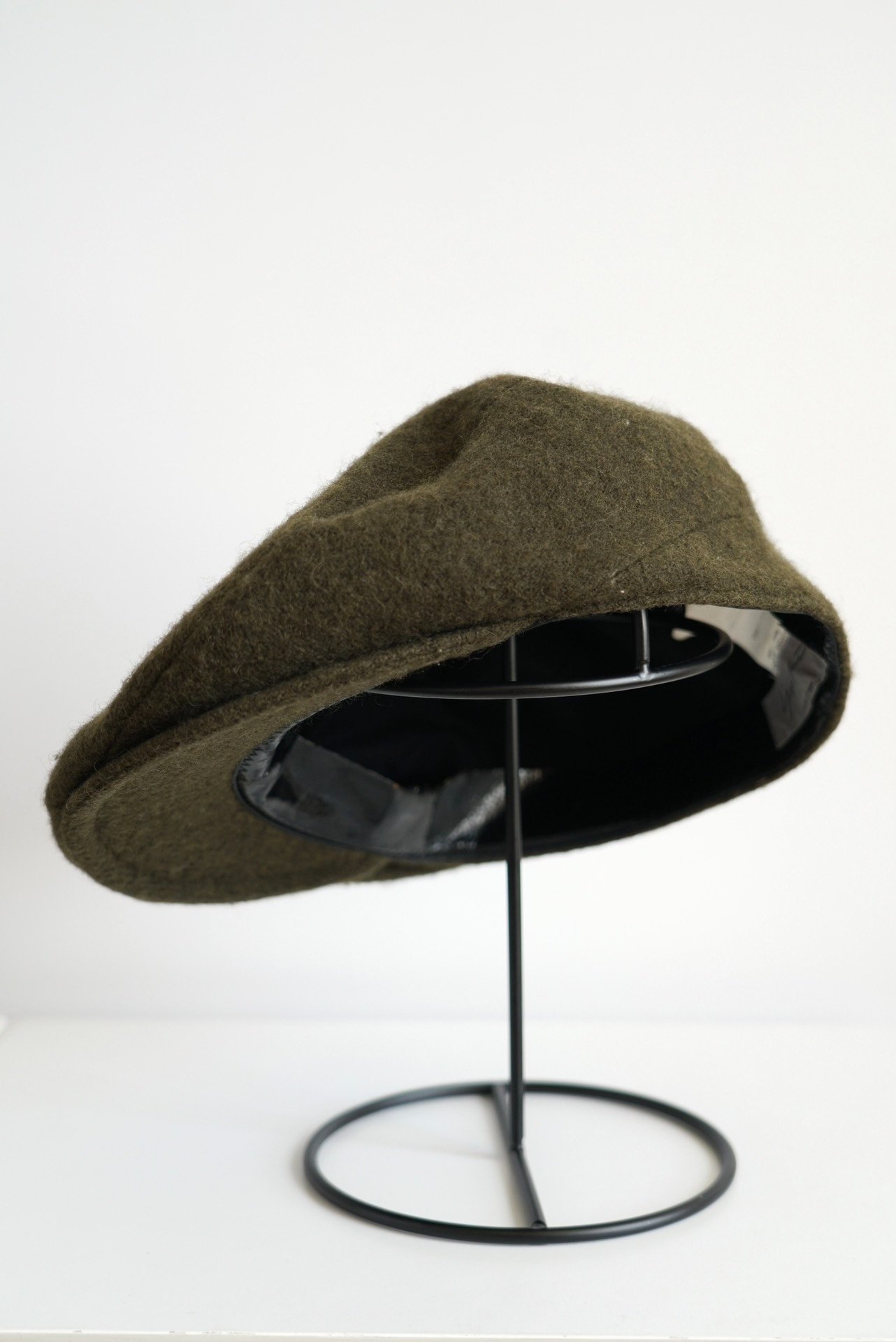 Yohji Yamamoto 03AW Military Green Leather Patch Beret — back